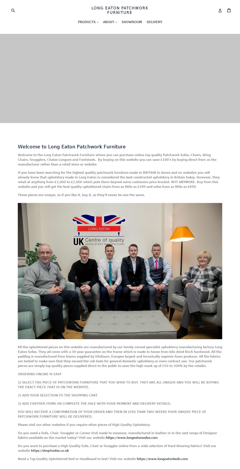 longeatonpatchworkfurniture.com — Shopify storefront screenshot