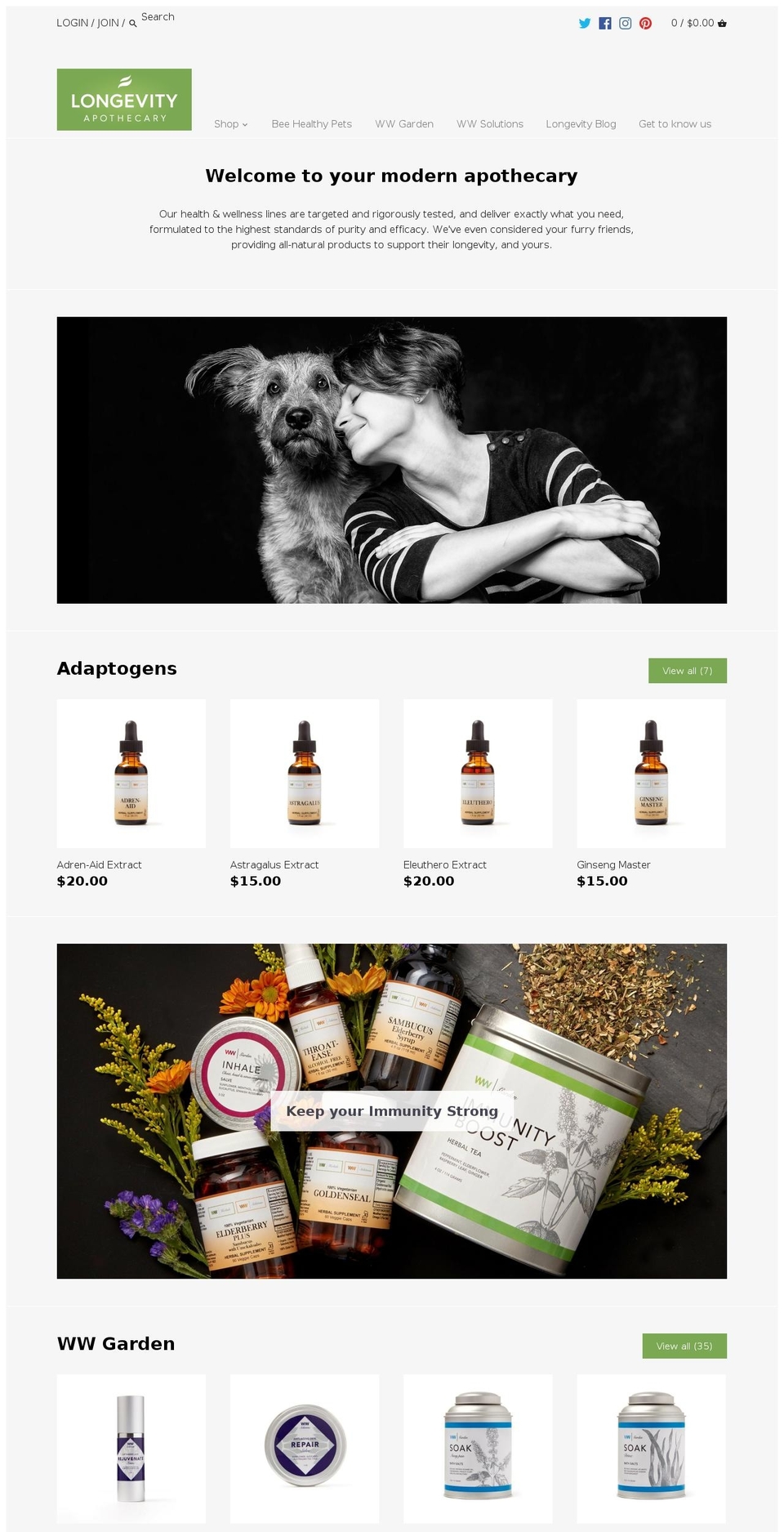longevityapothecary.com — Shopify storefront screenshot