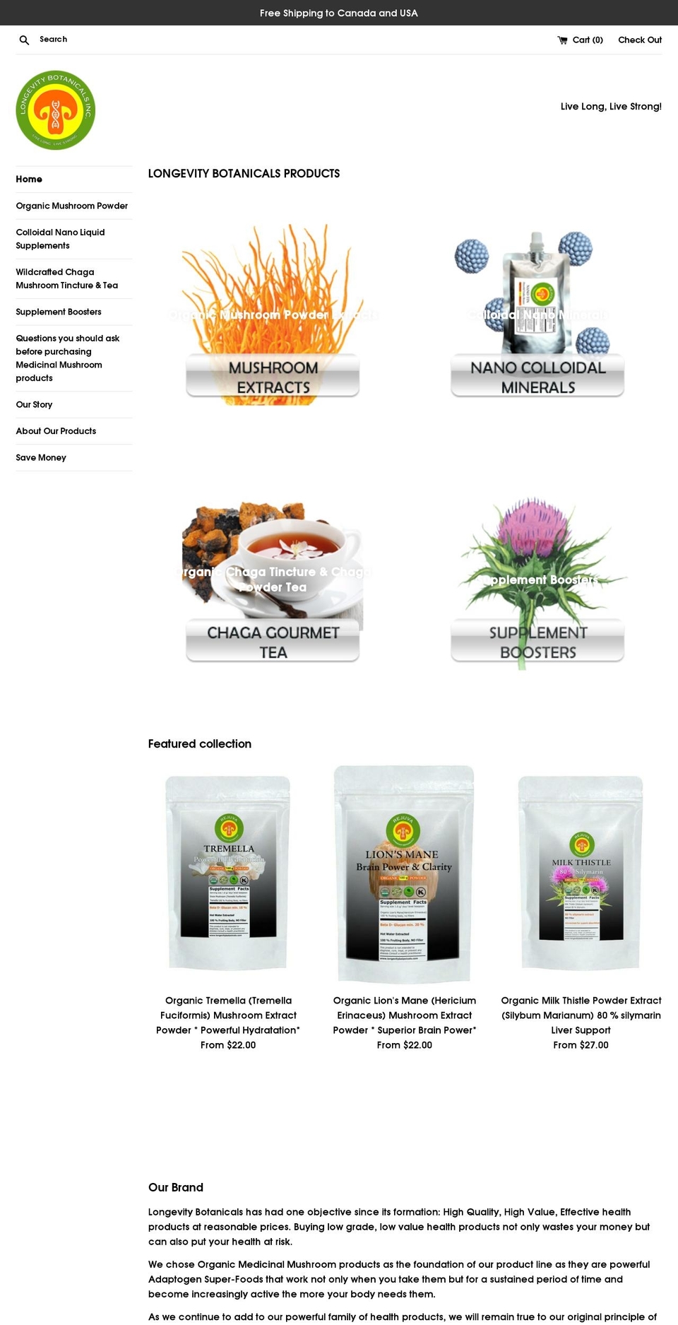 longevitybotanicals.com shopify website screenshot