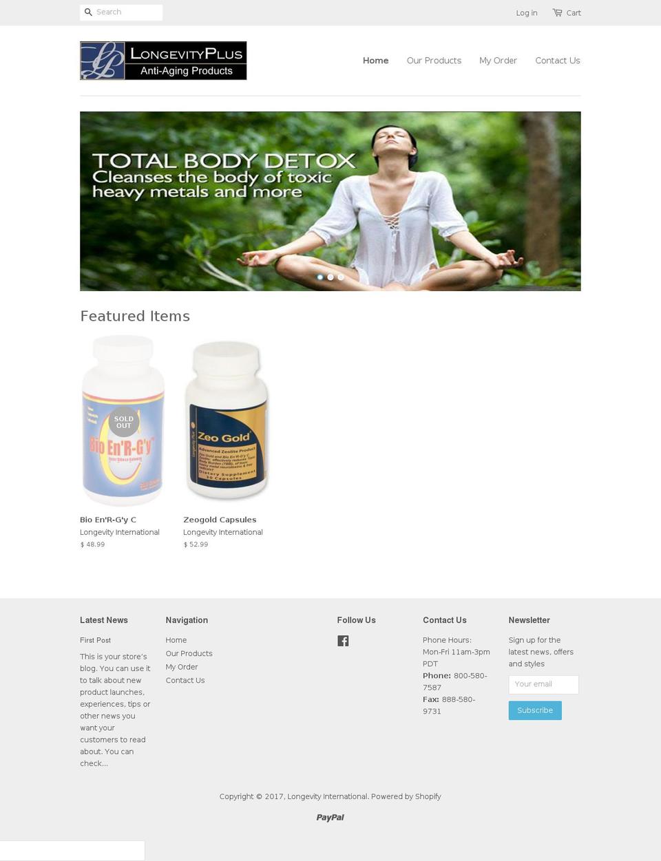 longevityplus.net shopify website screenshot