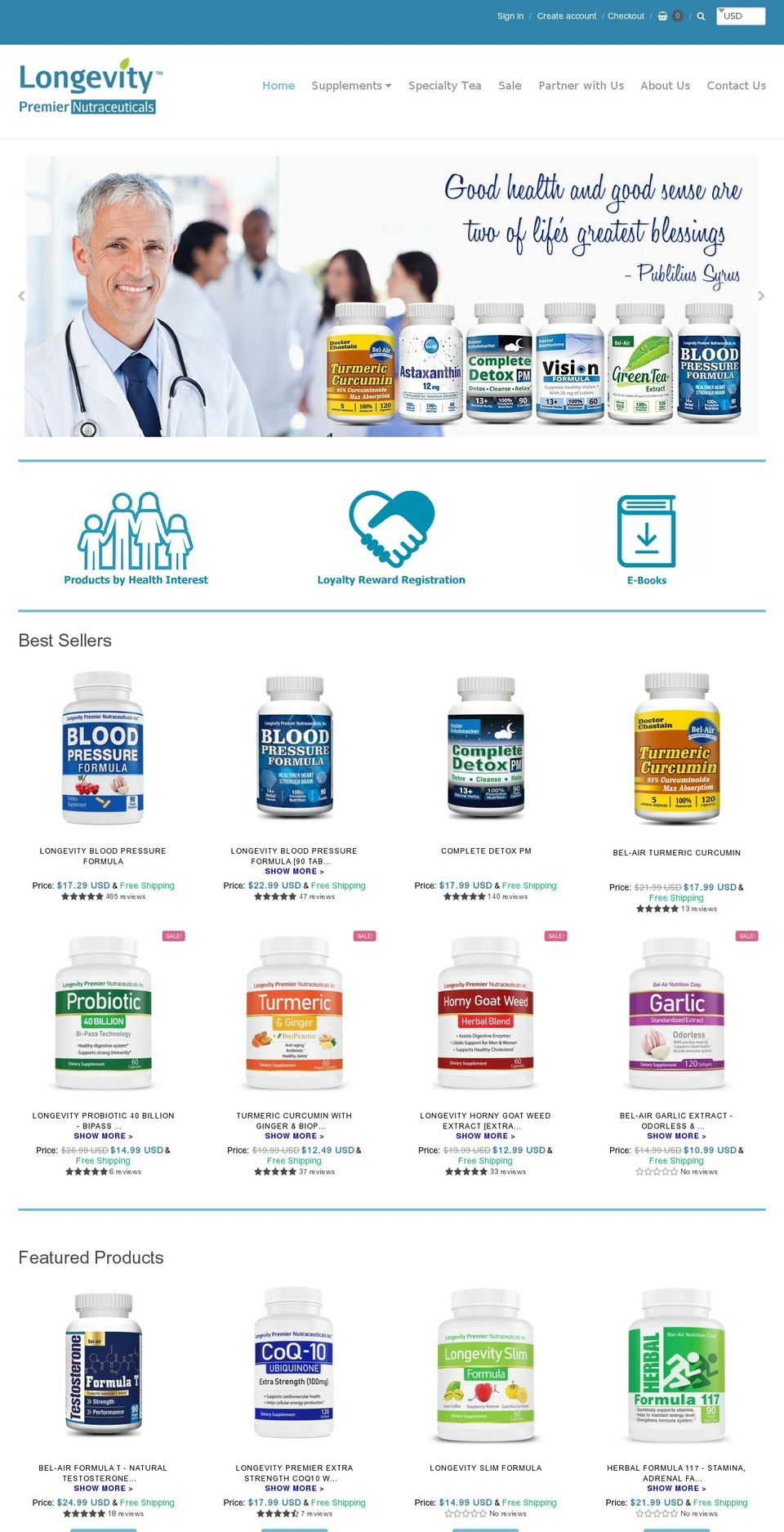 longevitypremier.com shopify website screenshot