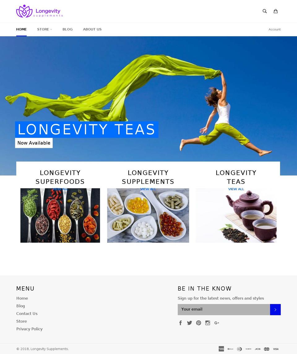 longevitysupplements.net shopify website screenshot