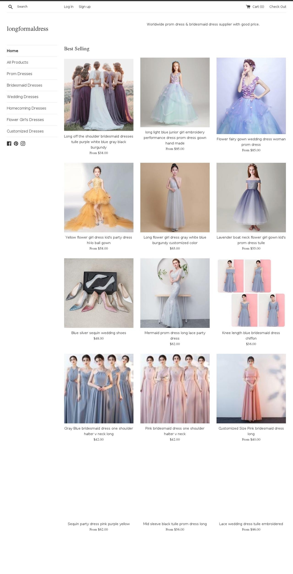 longformaldress.com — Shopify storefront screenshot