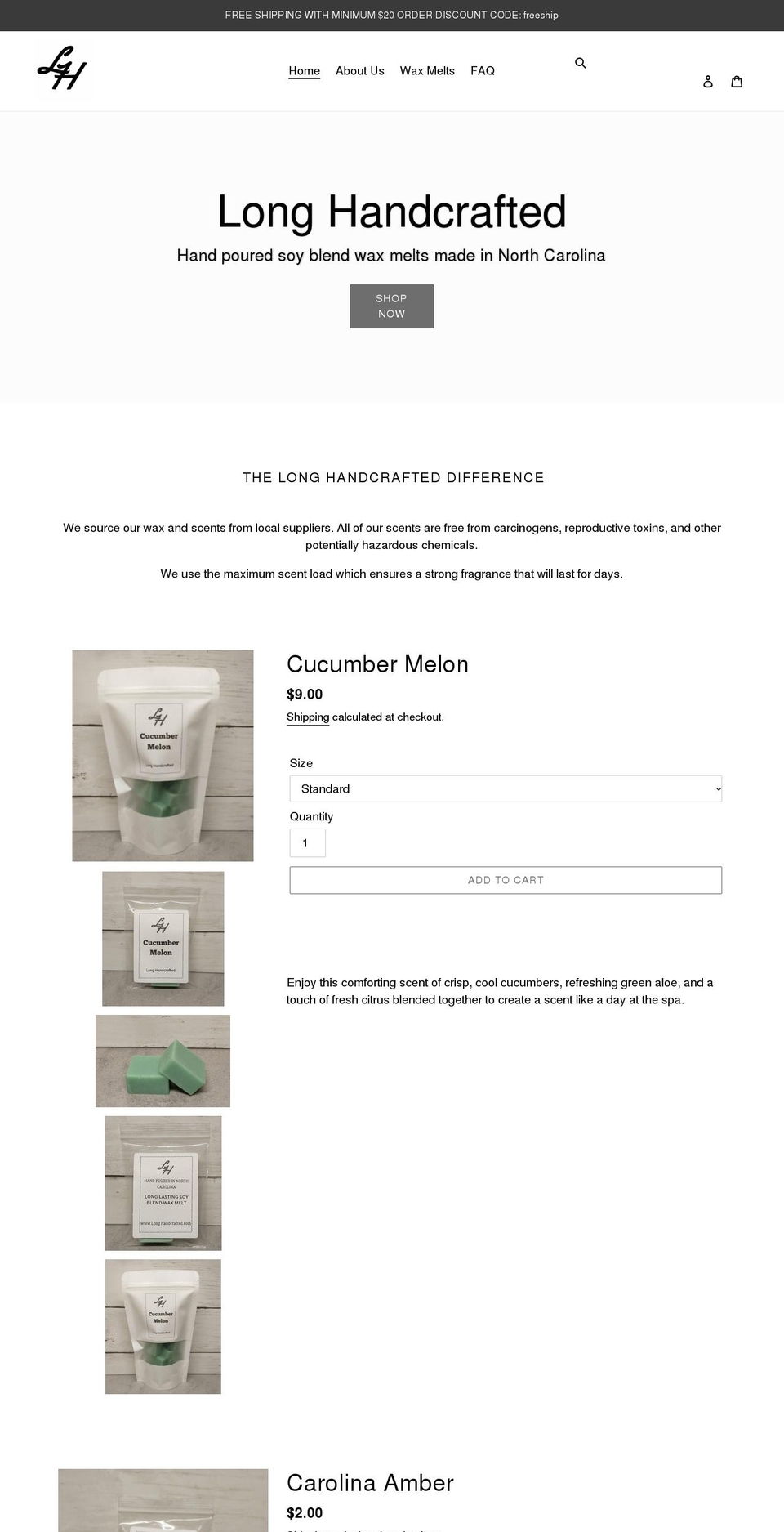 longhandcrafted.com shopify website screenshot