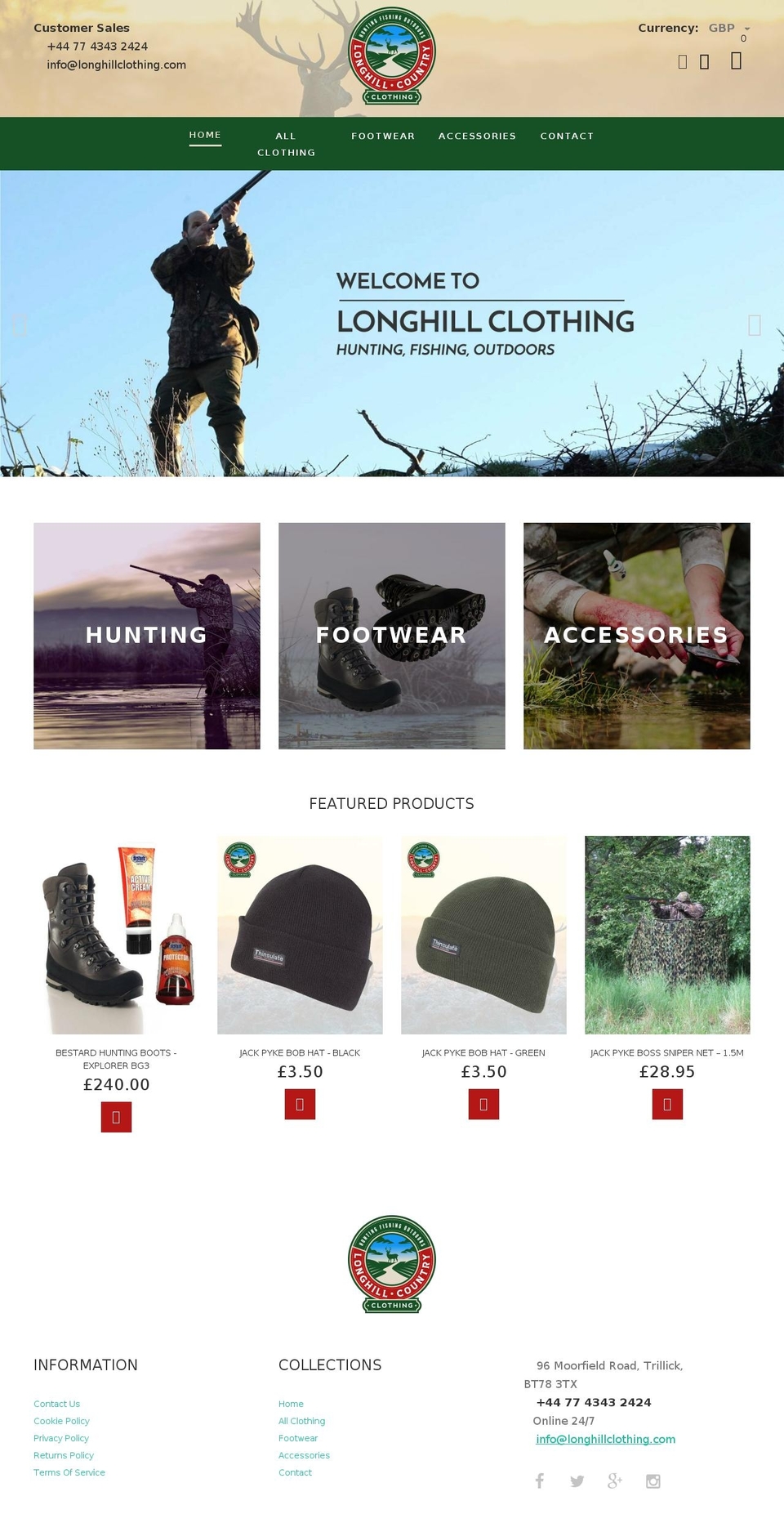 longhillclothing.com shopify website screenshot
