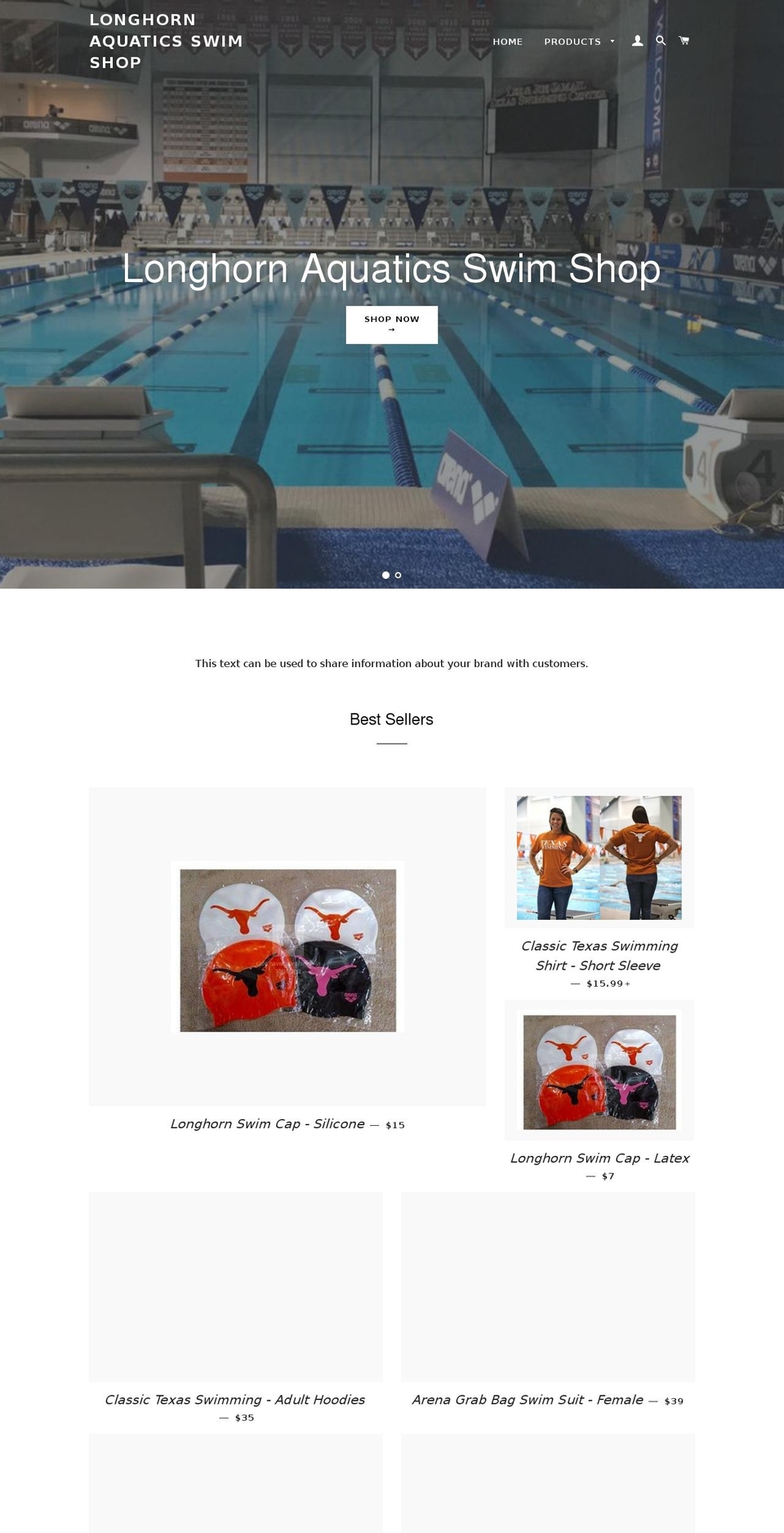 longhornaquaticsstore.com shopify website screenshot
