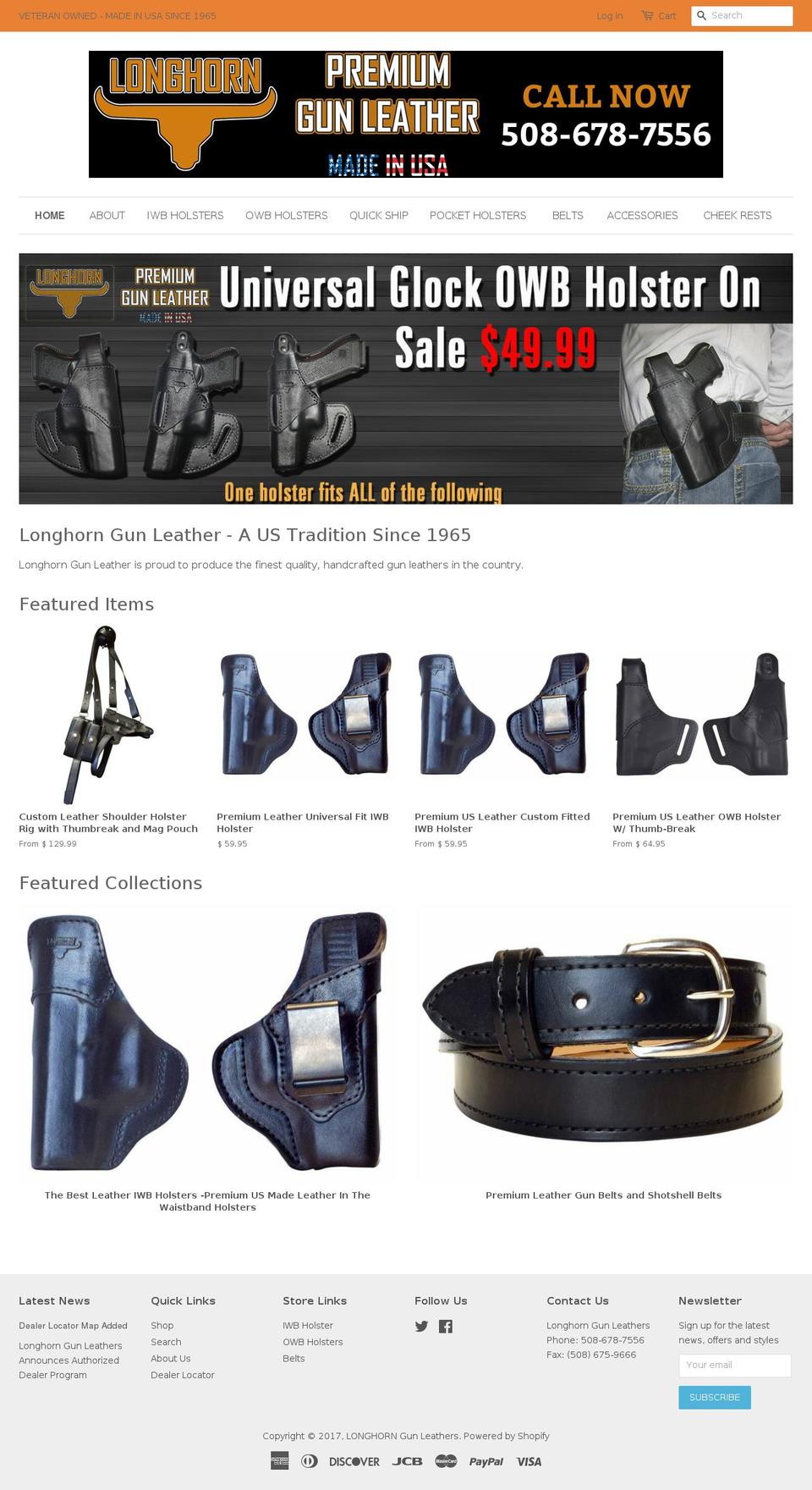 longhorngunleather.com shopify website screenshot