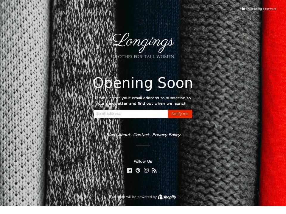 longingsclothes.com — Shopify storefront screenshot