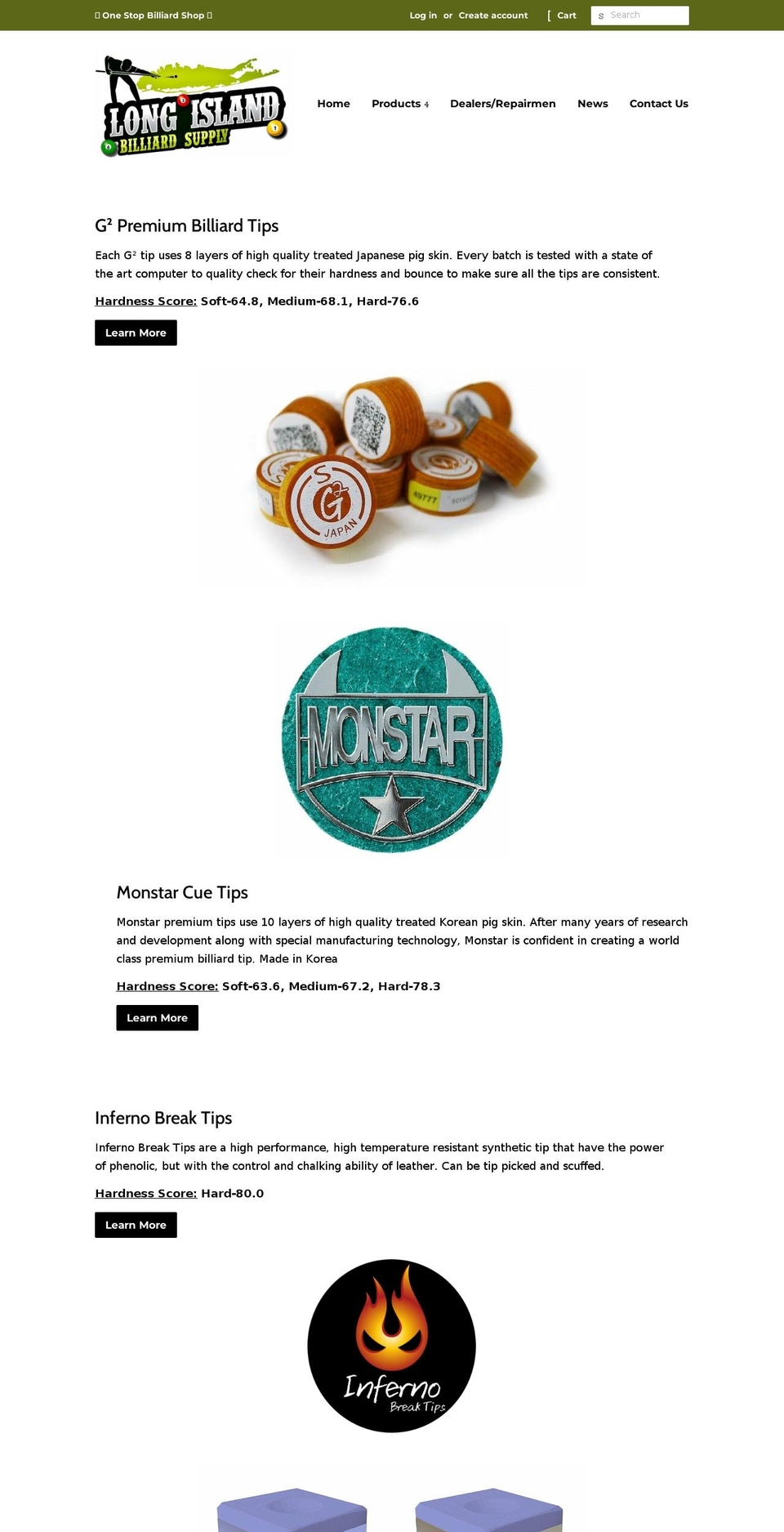longislandbilliardsupply.com shopify website screenshot