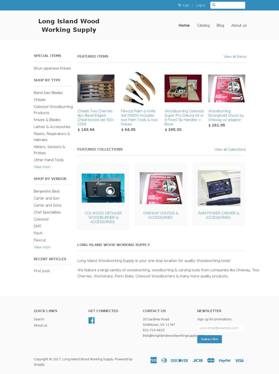 longislandwoodworkingsupply.com shopify website screenshot