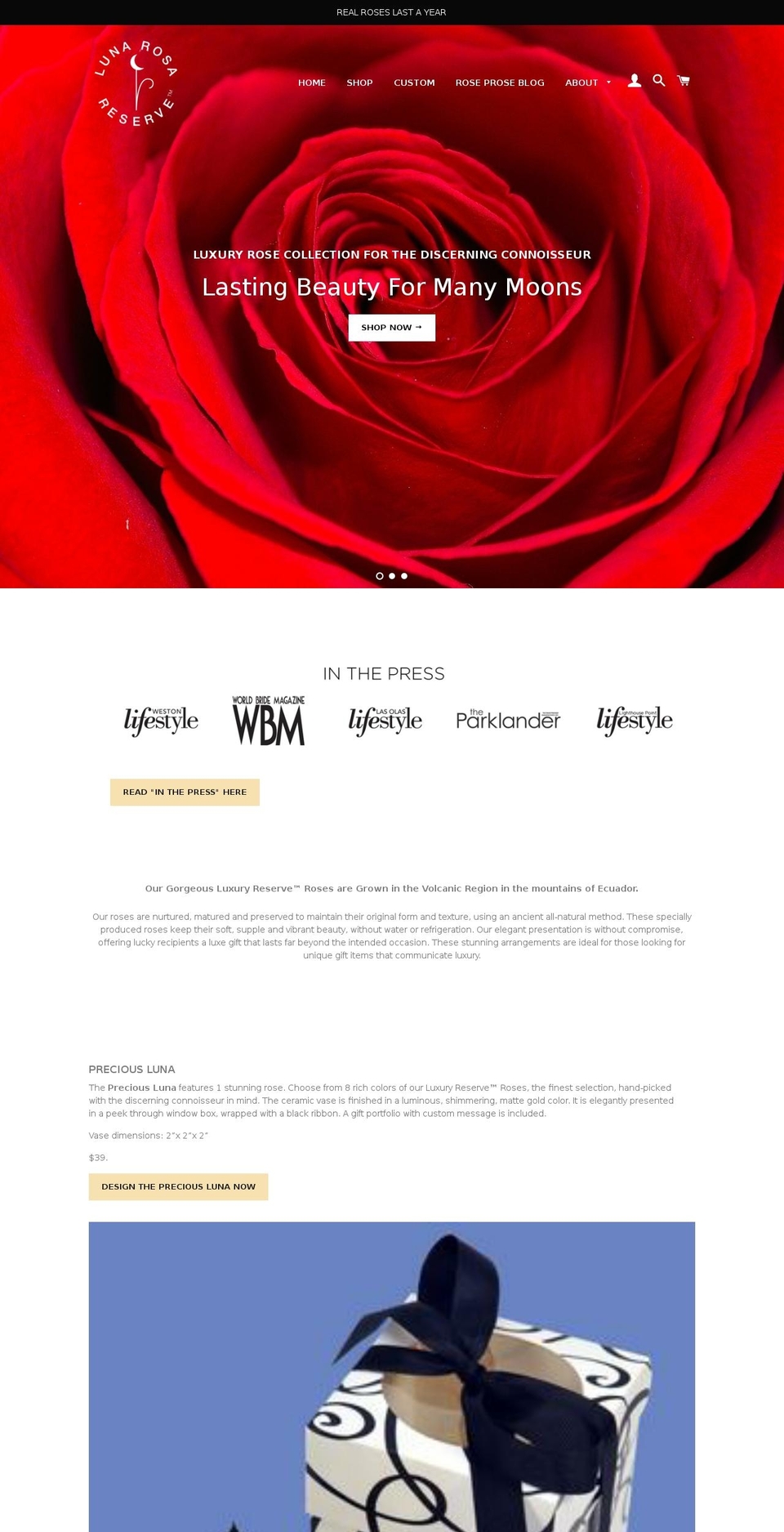 longlastingrose.com — Shopify storefront screenshot