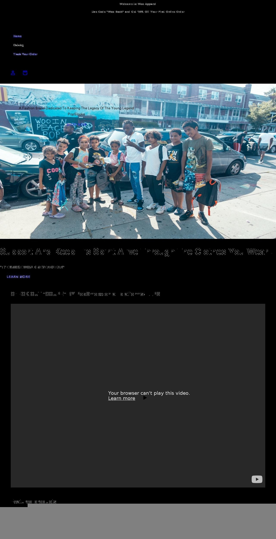 longlivepopsmoke.org shopify website screenshot
