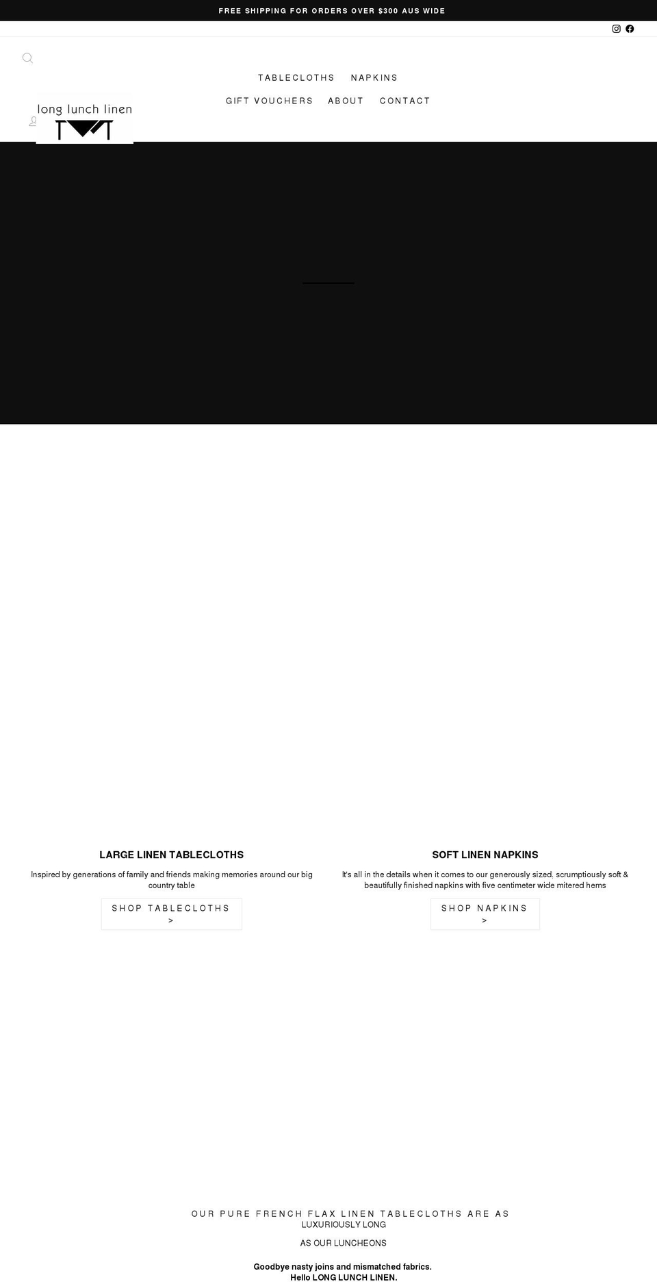 longlunchlinen.com.au shopify website screenshot