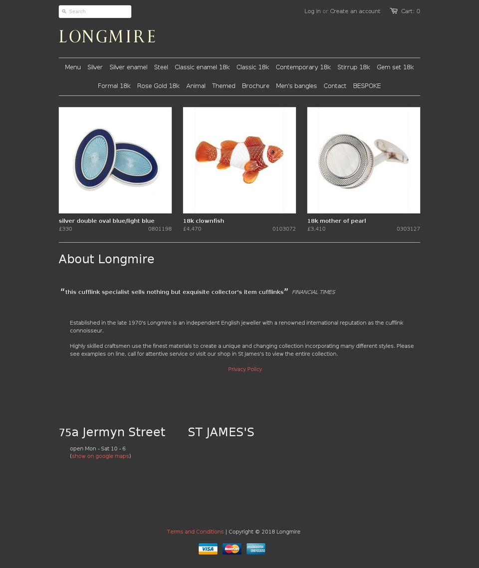 longmirecufflink.com shopify website screenshot