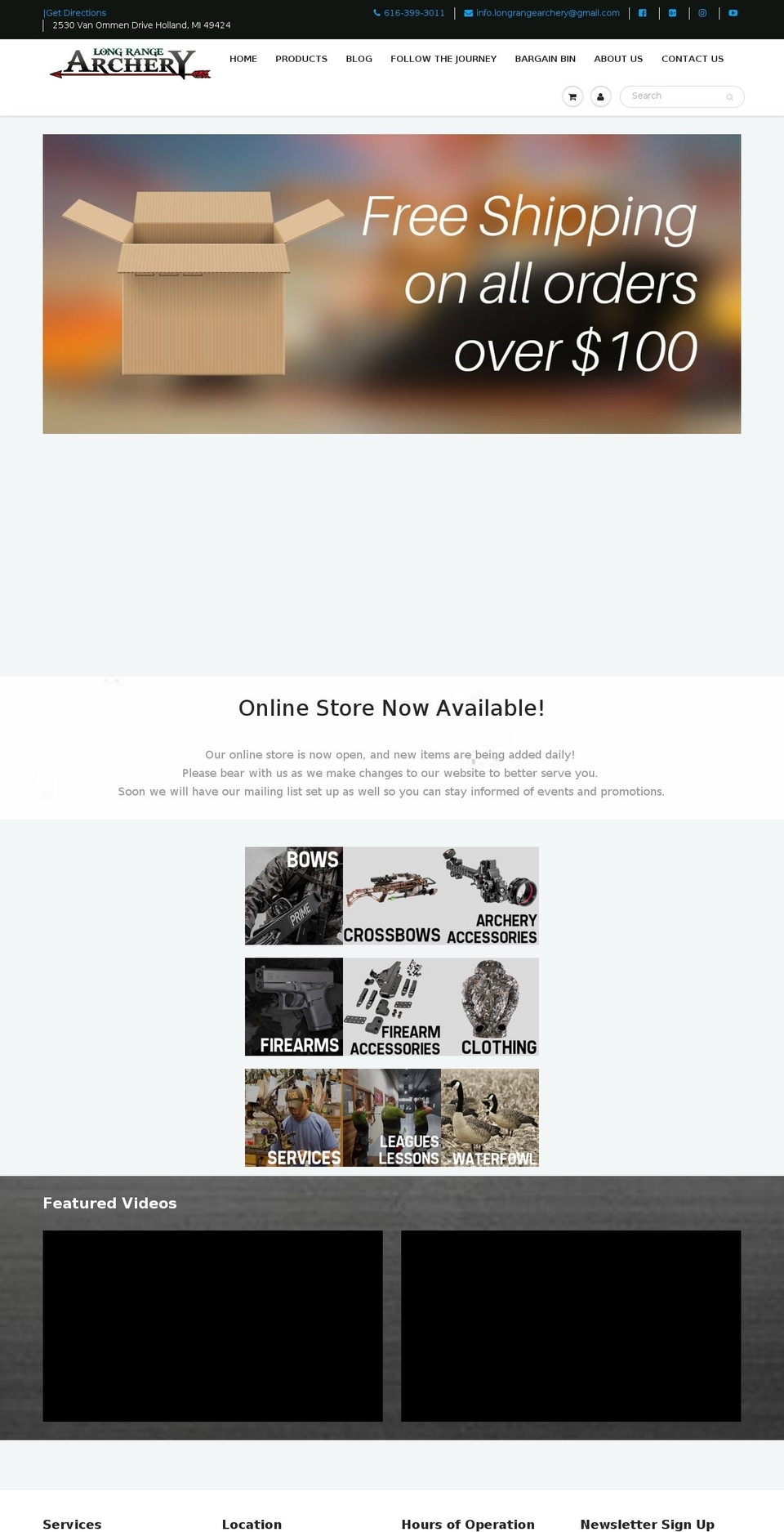 longrangearchery.com — Shopify storefront screenshot