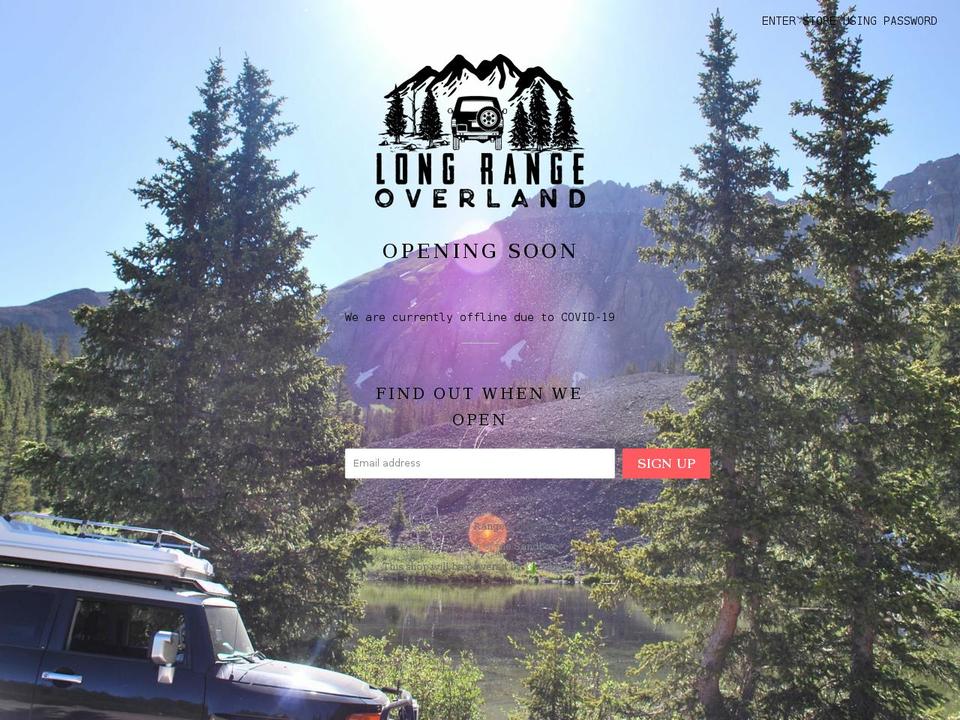 longrangeoverland.com shopify website screenshot