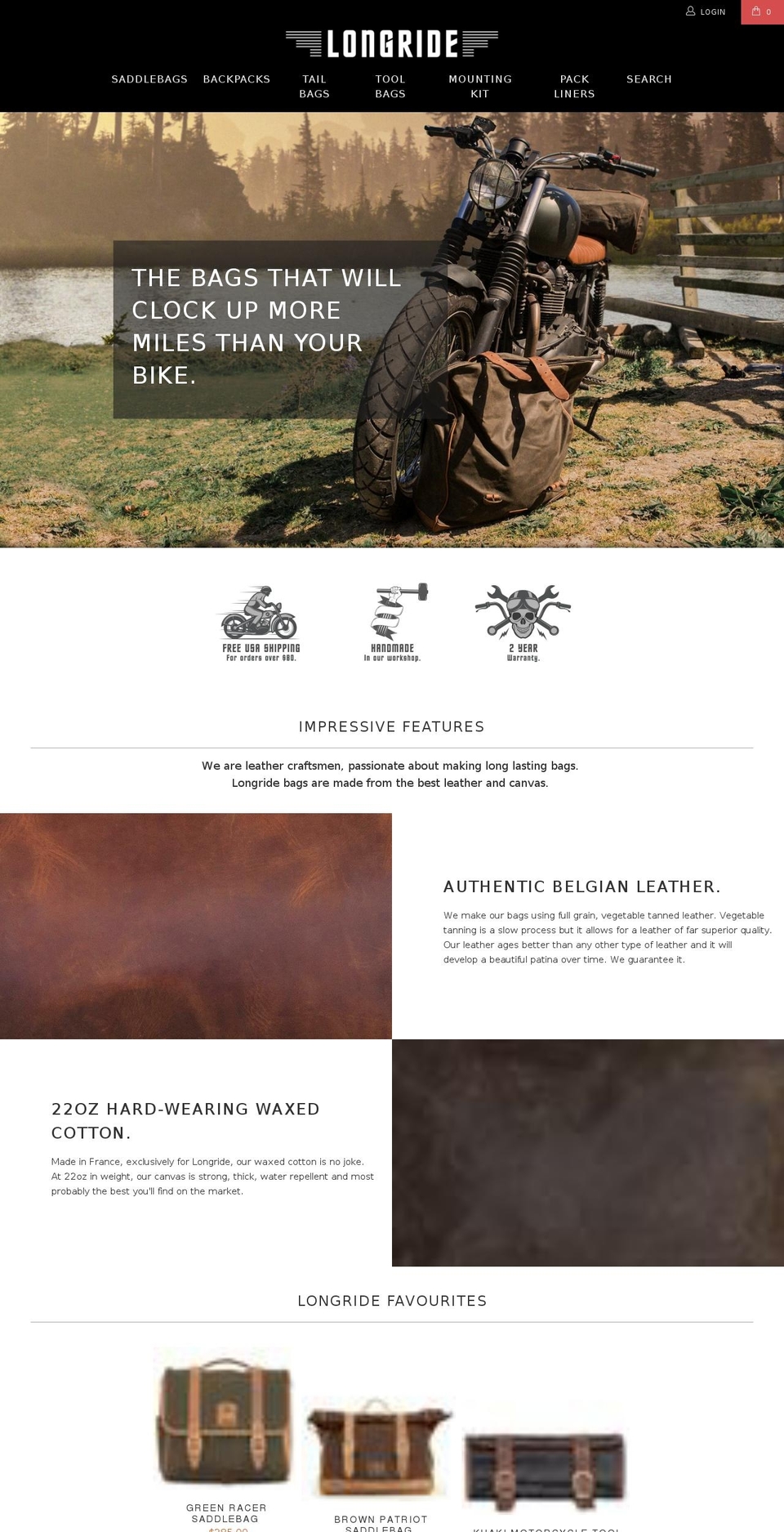 longridebags.com — Shopify storefront screenshot