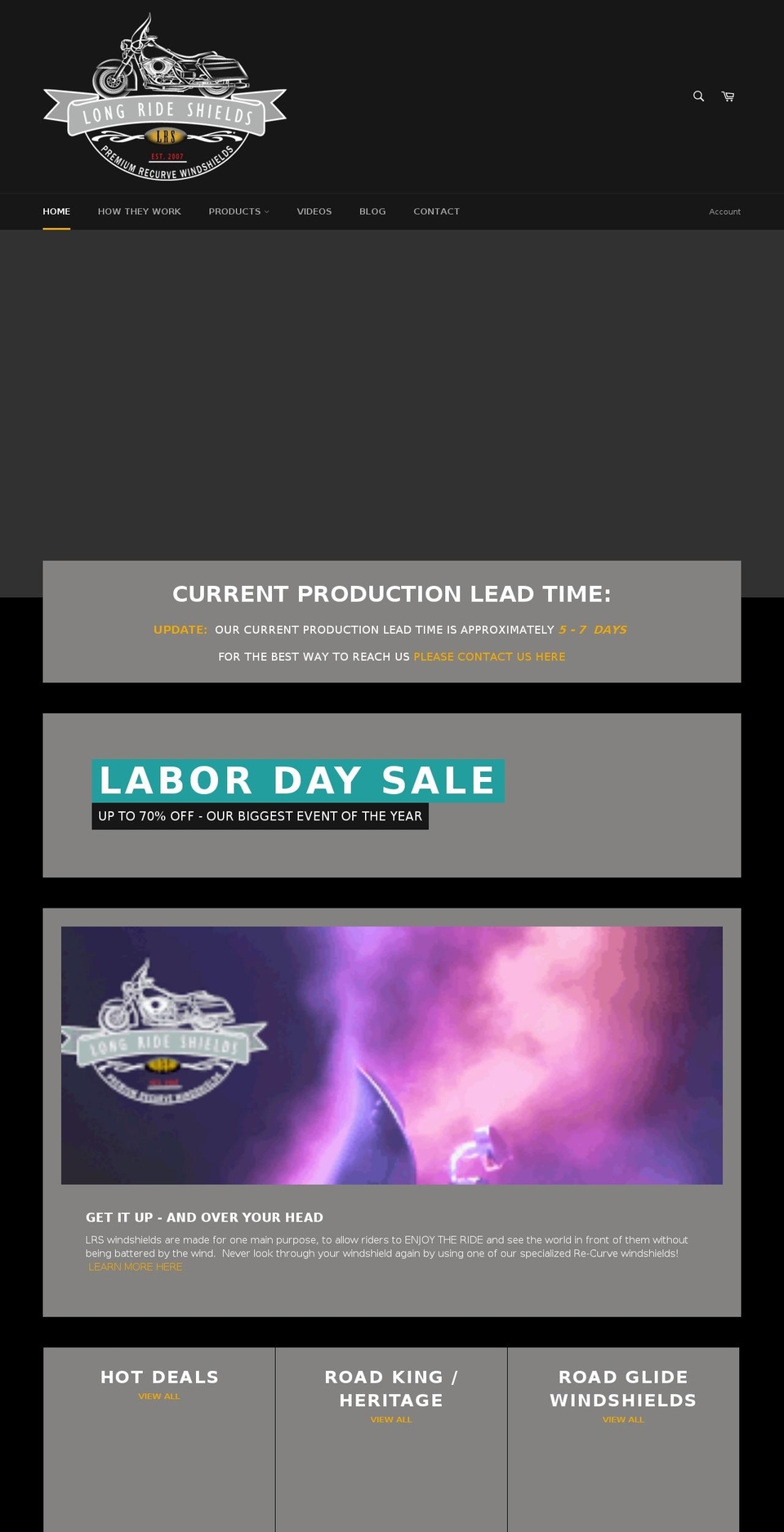longrideshields.com shopify website screenshot