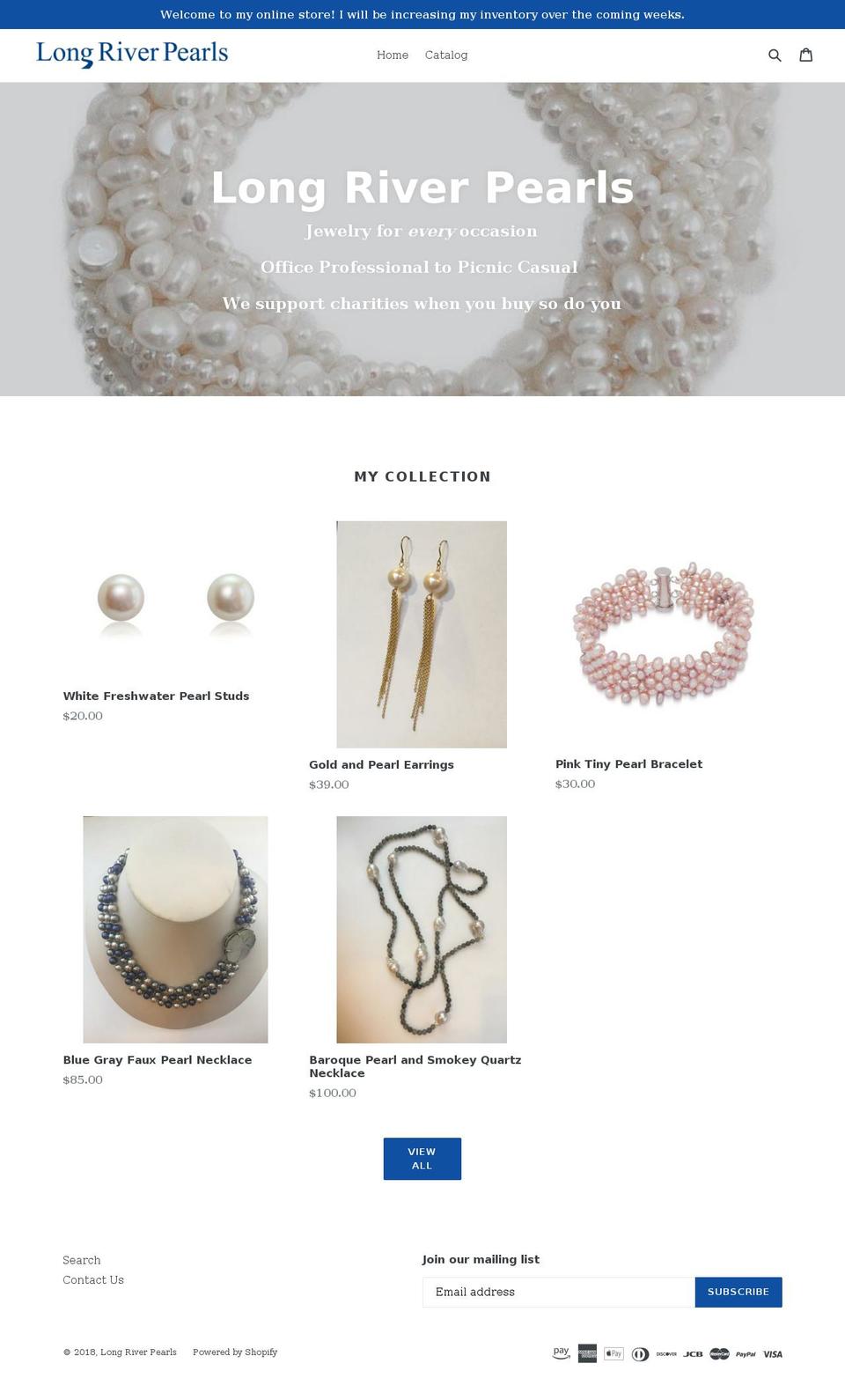 longriverpearls.com — Shopify storefront screenshot