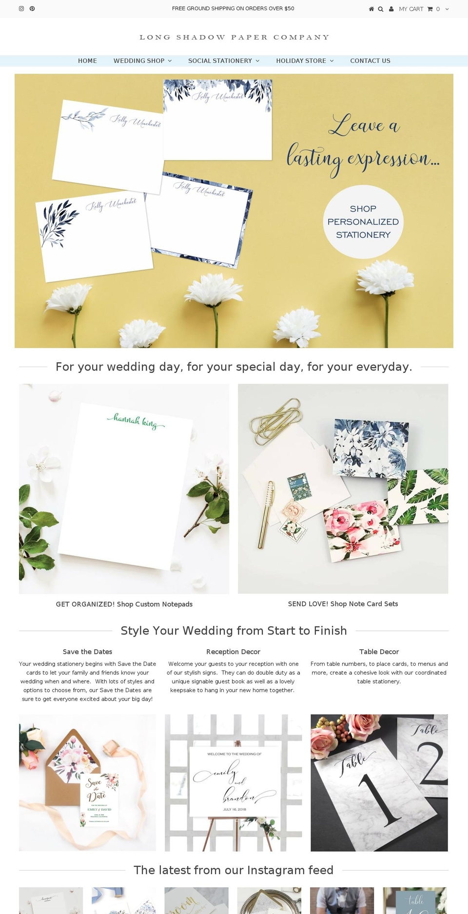 longshadowpaper.com shopify website screenshot
