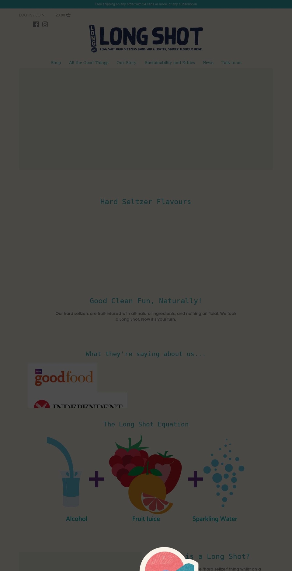 longshotdrinks.co.uk shopify website screenshot