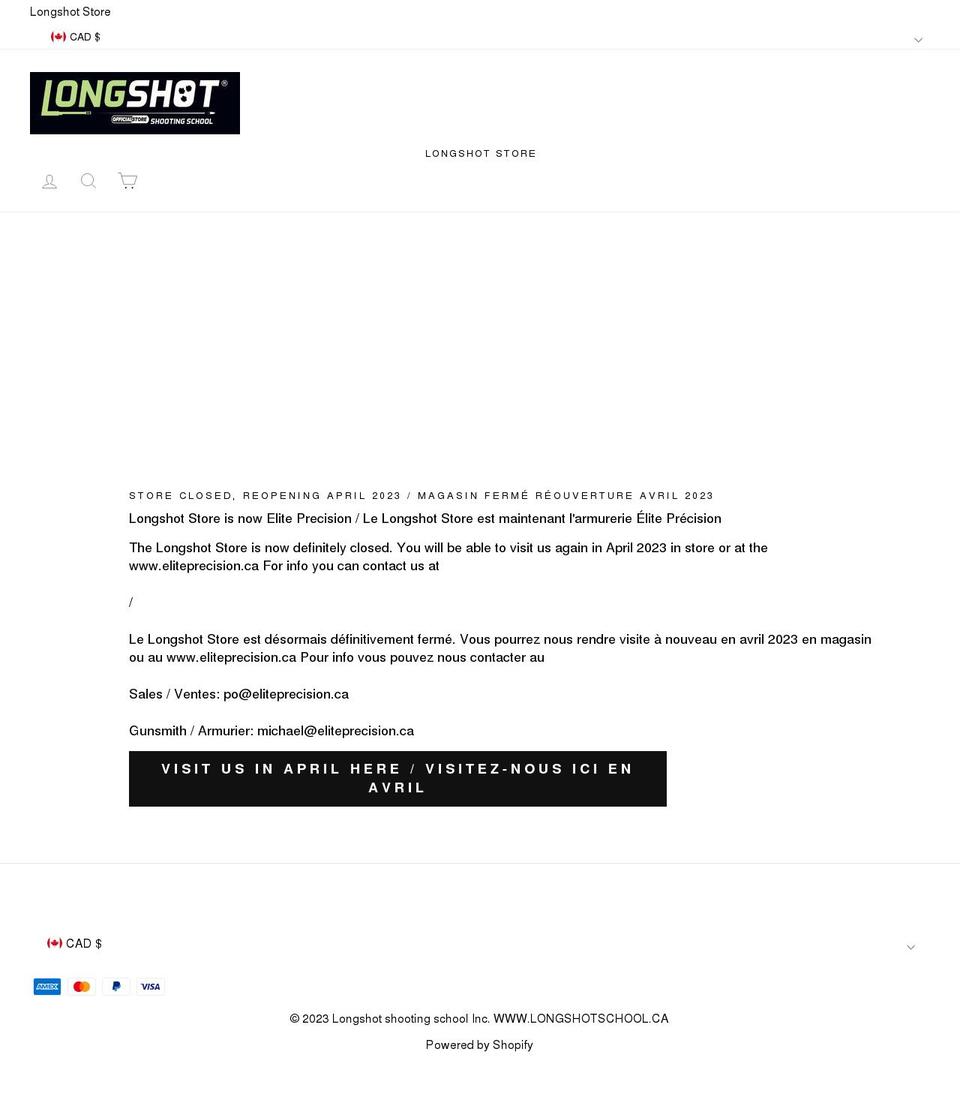 longshotstore.ca shopify website screenshot