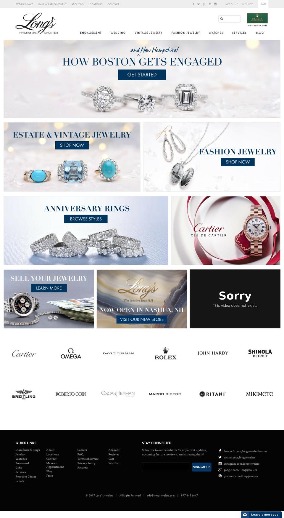 longsjewelers.com shopify website screenshot