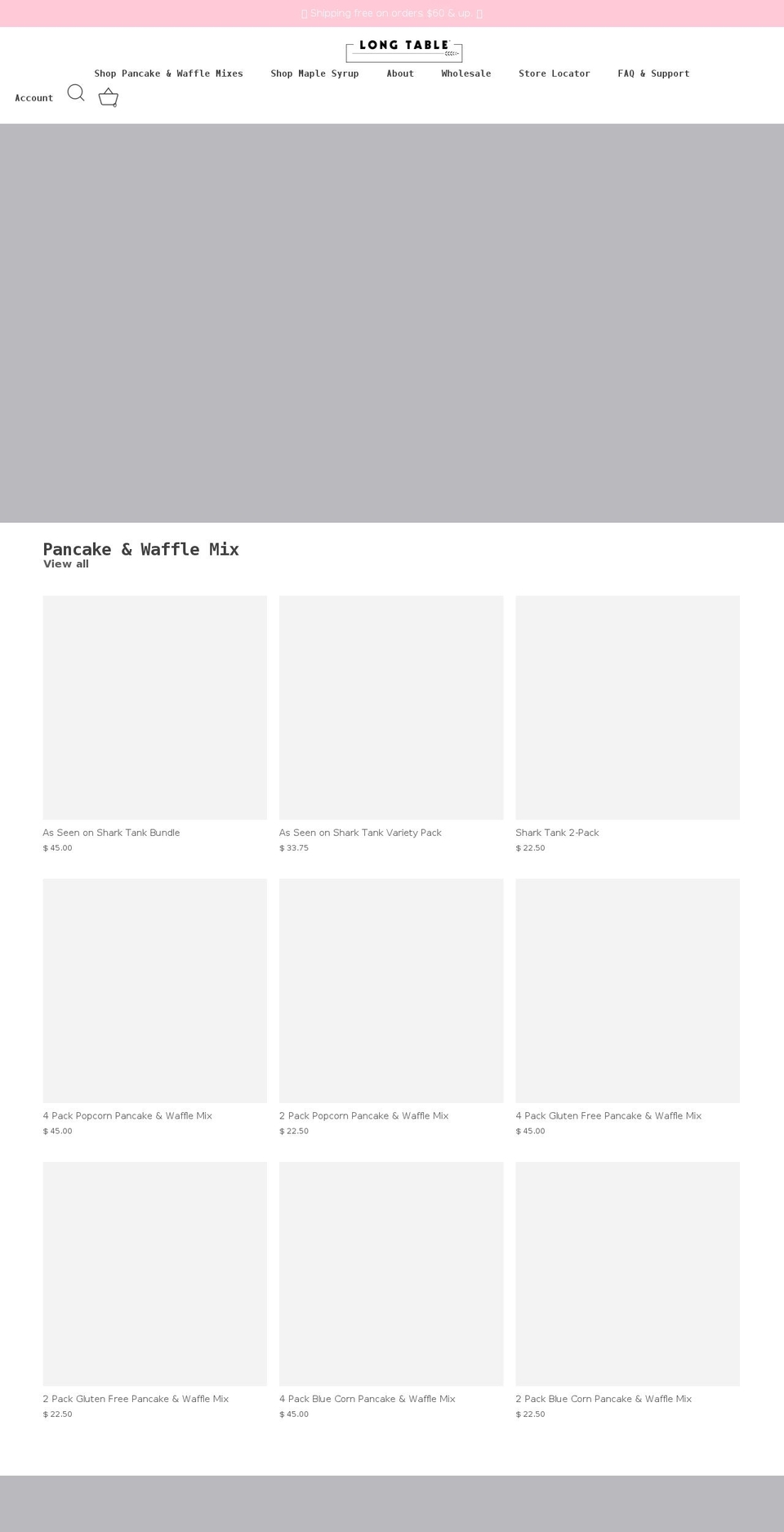longtablepancakes.com shopify website screenshot
