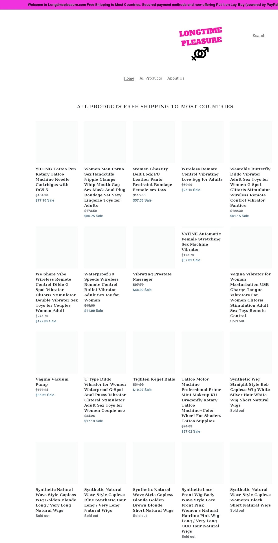 longtimepleasure.com shopify website screenshot