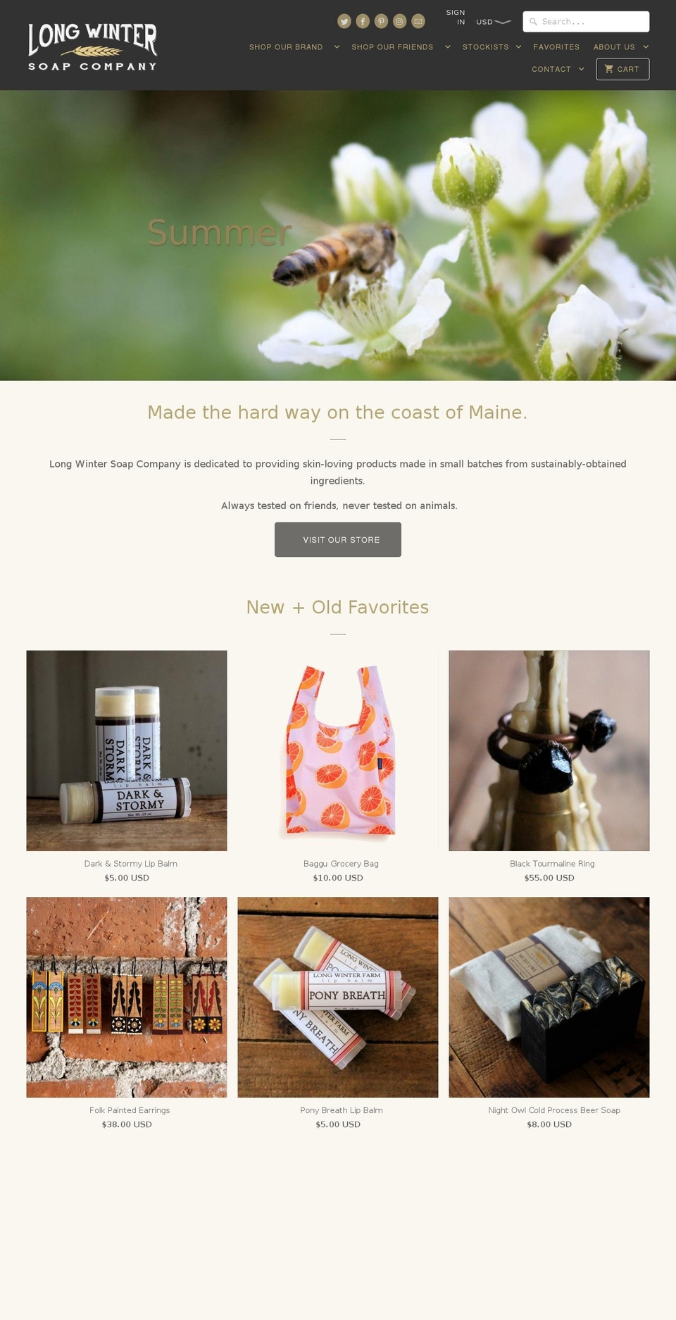 longwinterfarmsoapco.com shopify website screenshot