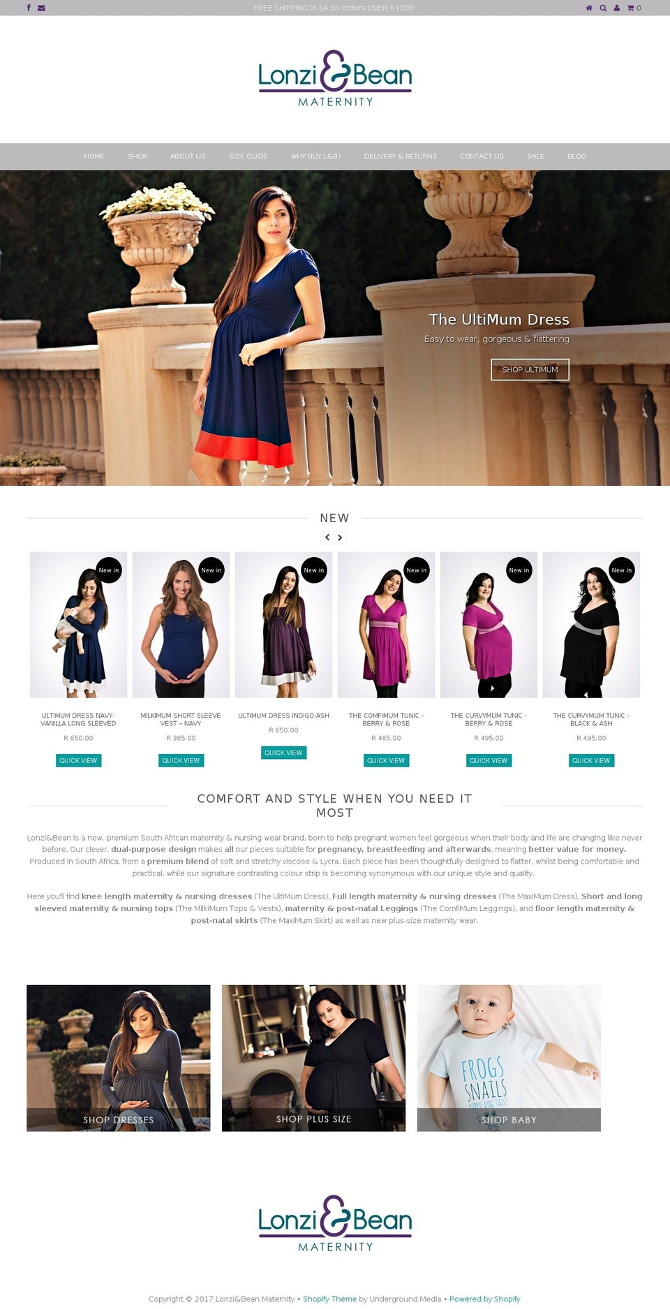 lonziandbean.com shopify website screenshot