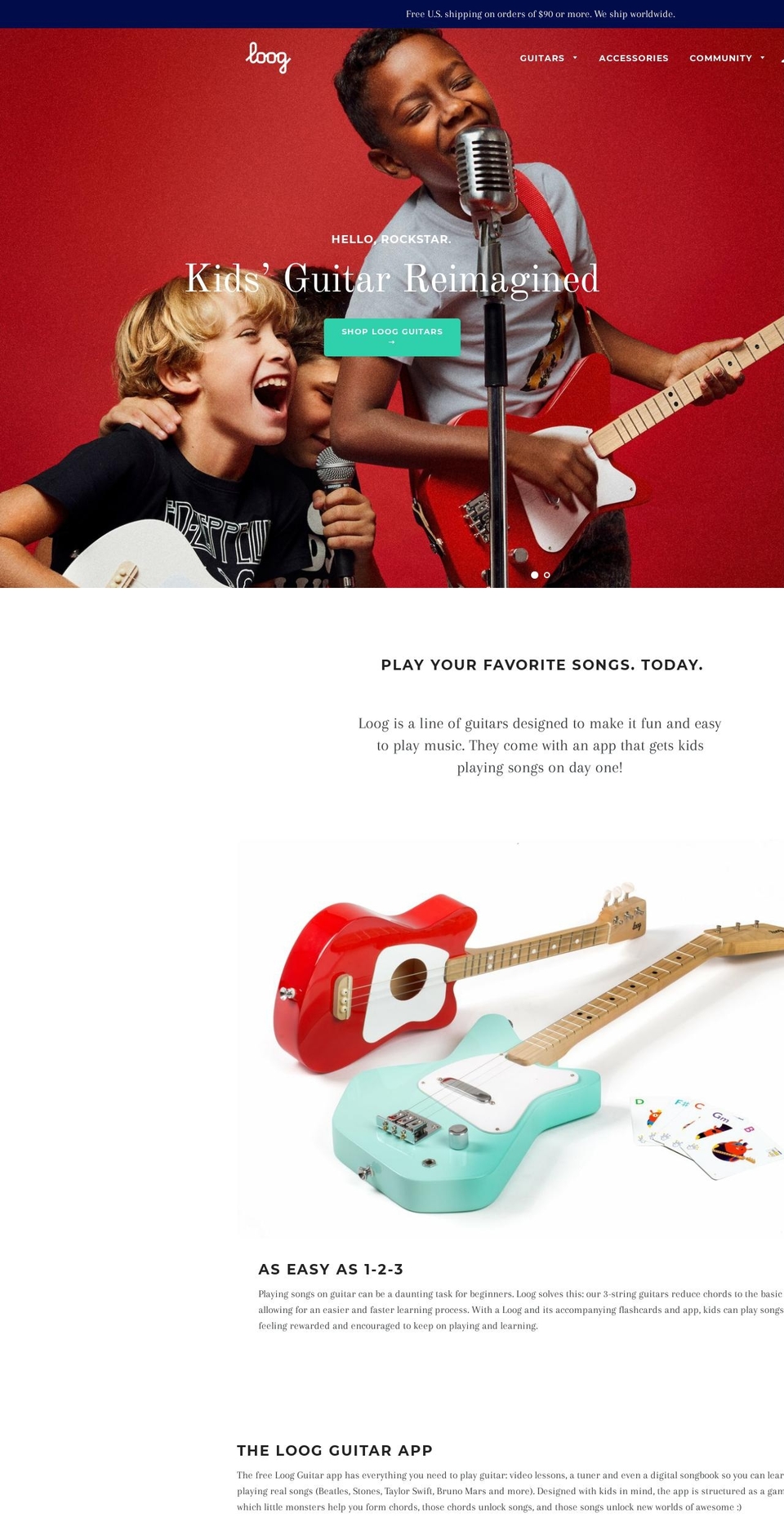 looguitar.com shopify website screenshot