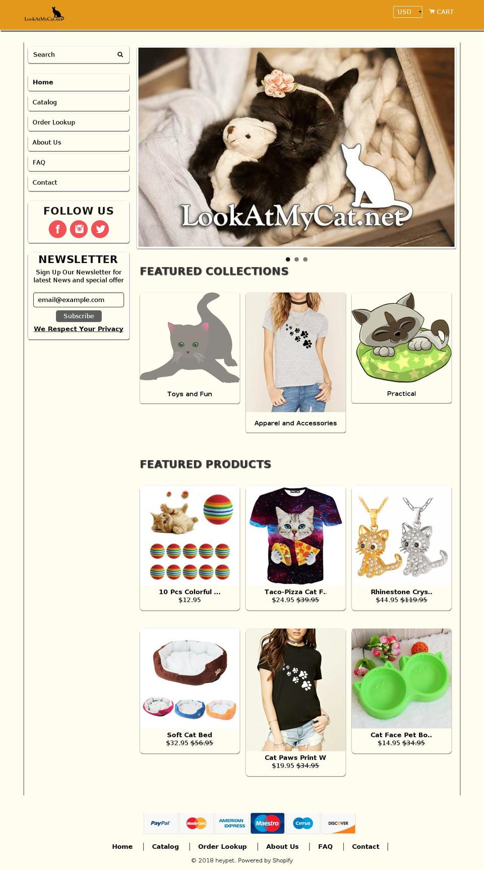 Animals Shopify theme site example lookatmycat.net