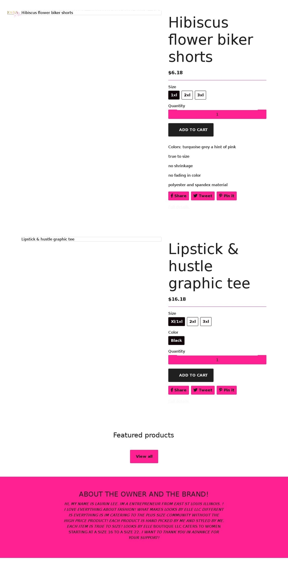 looksbyelle.com shopify website screenshot