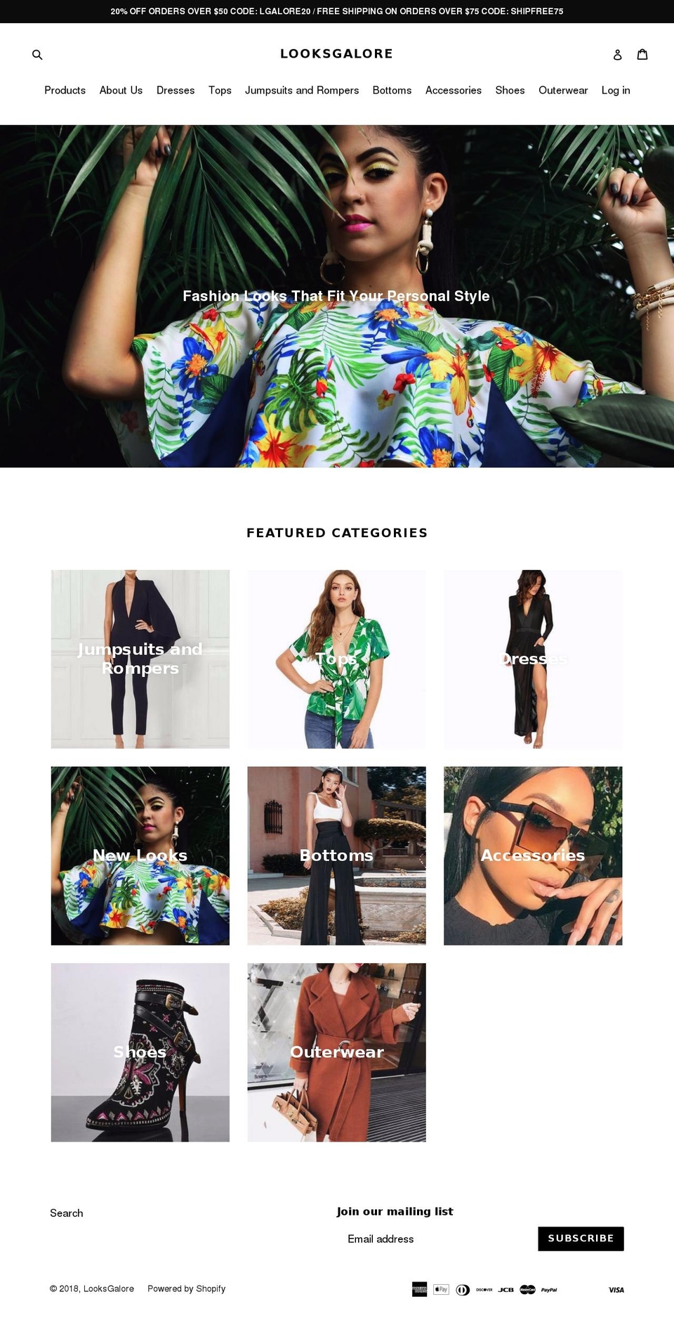 looksgalore.com — Shopify storefront screenshot