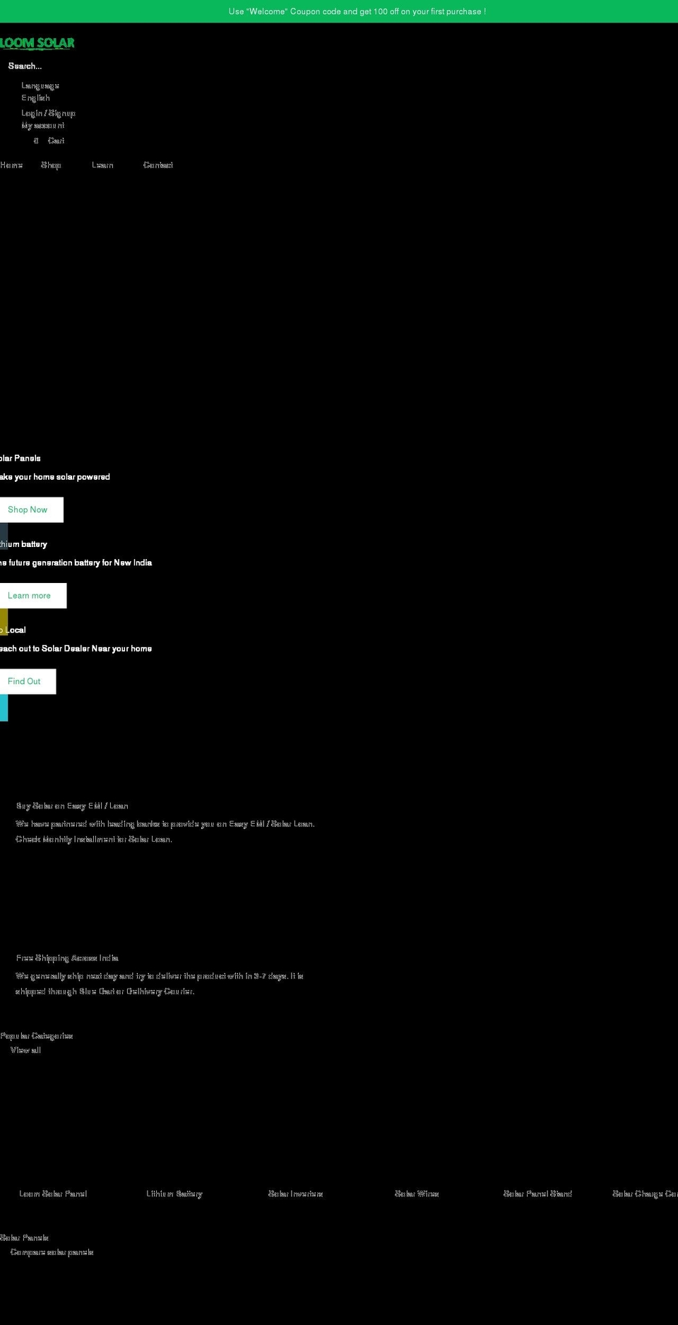 loomsolar.com — Shopify storefront screenshot