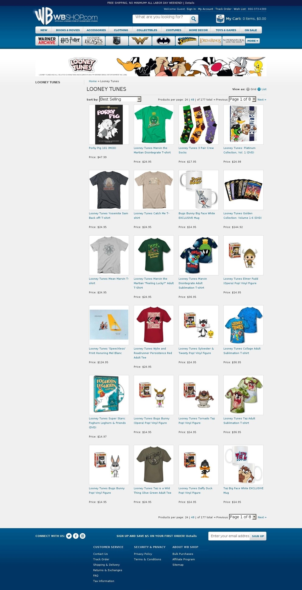 WB by Elkfox [Production-BTS] Shopify theme site example looneytunesshop.com