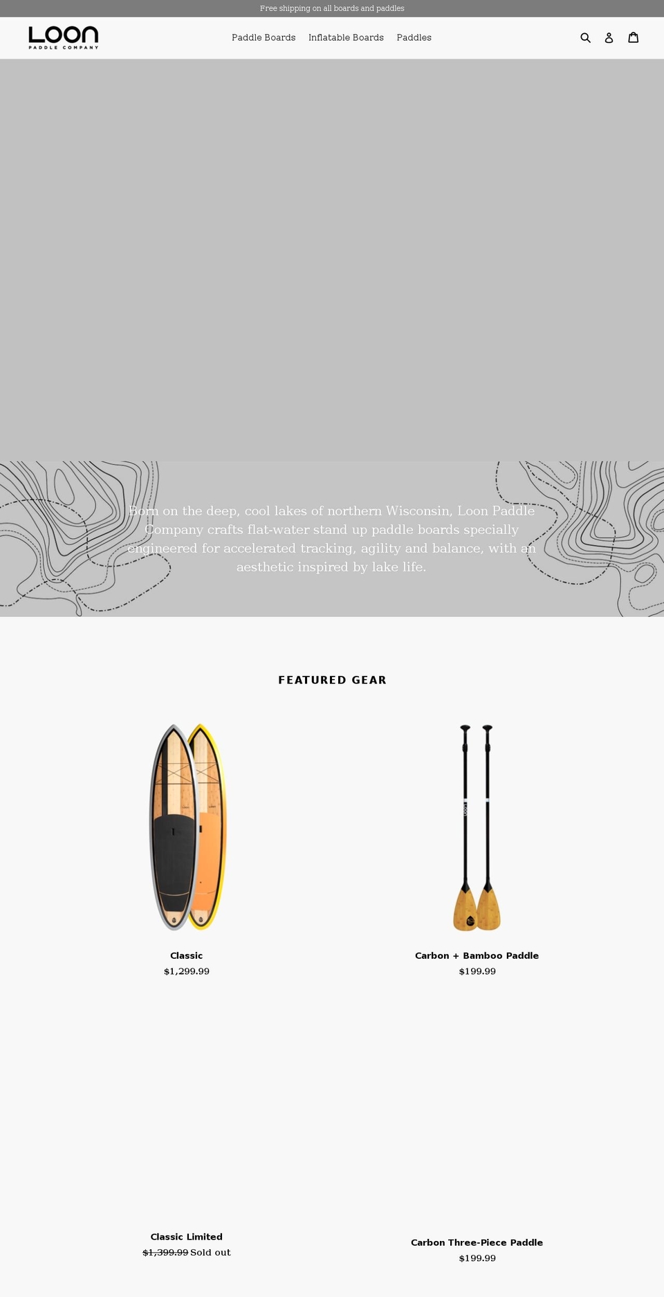 loonpaddlecompany.com shopify website screenshot