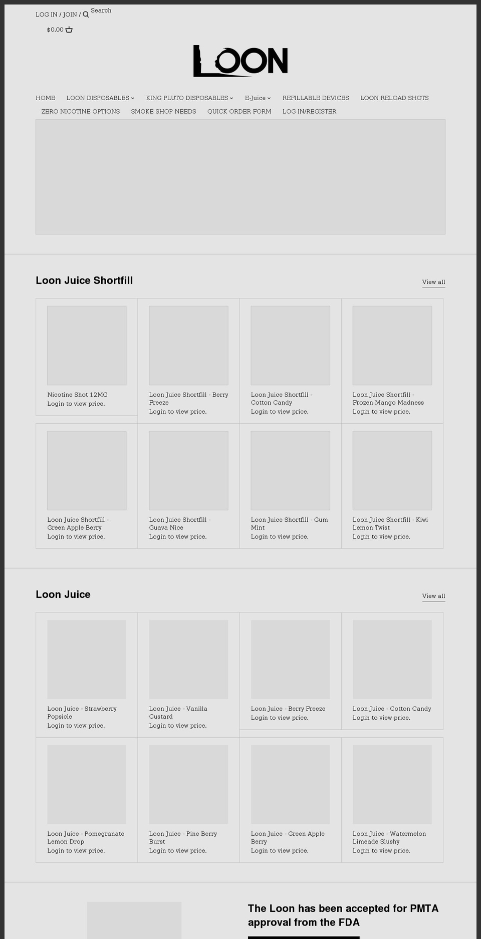 loonwholesale.com shopify website screenshot