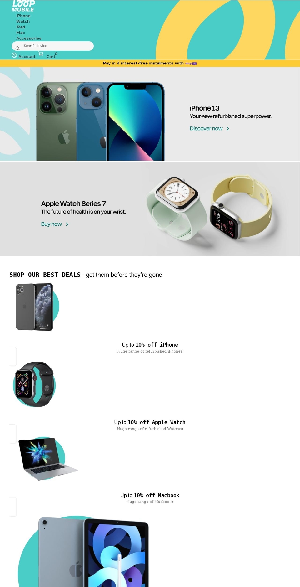 loopmobile.com.au shopify website screenshot