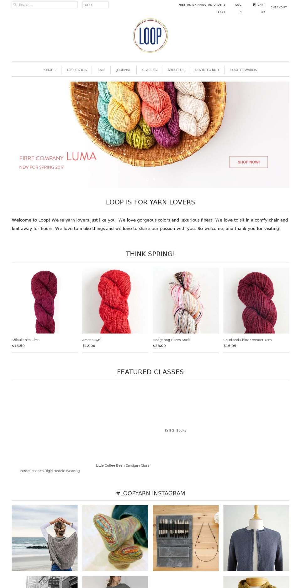 loopyarn.com shopify website screenshot