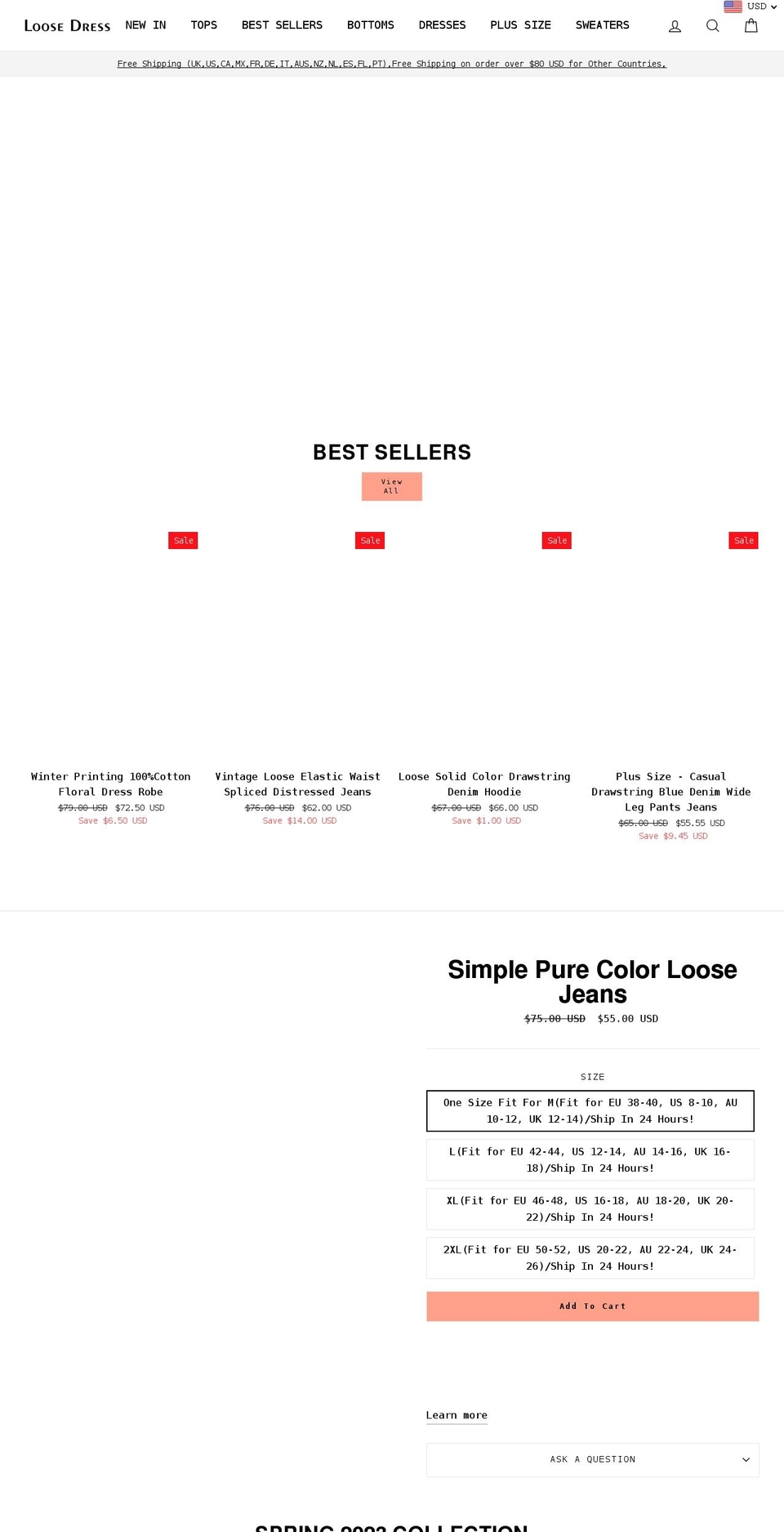 loosedress.com shopify website screenshot