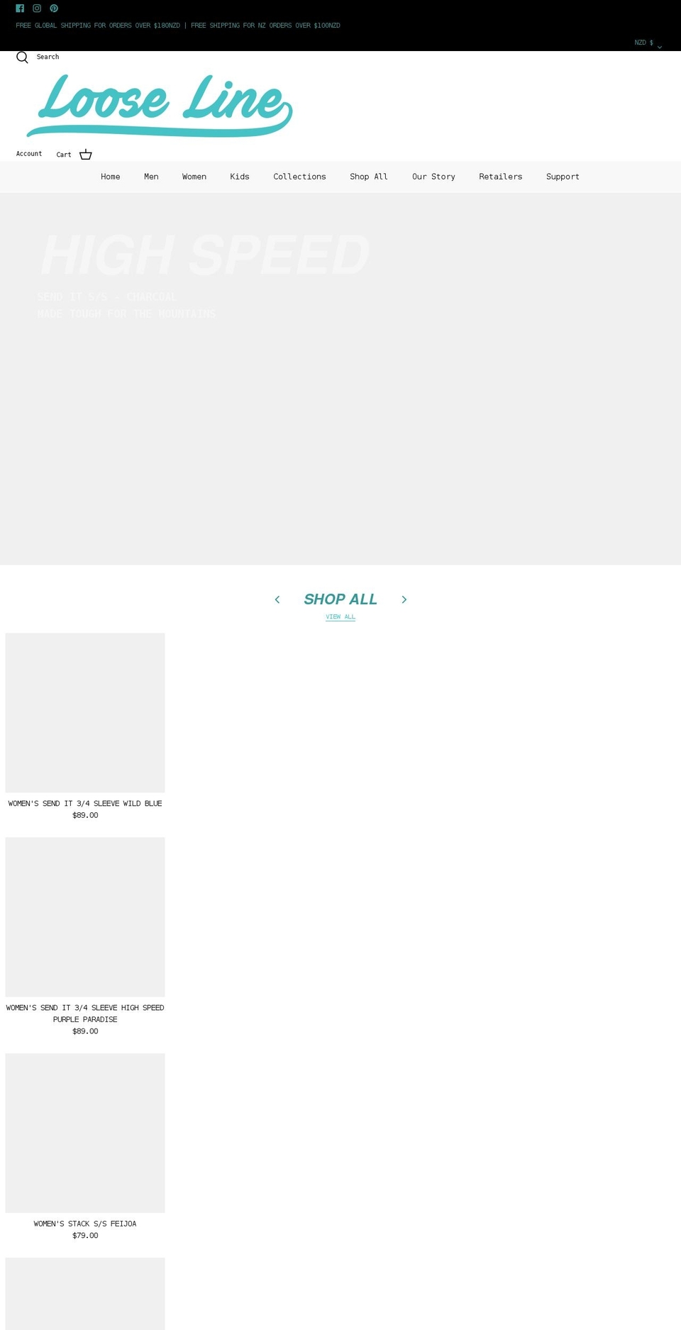 looseline.co.nz shopify website screenshot