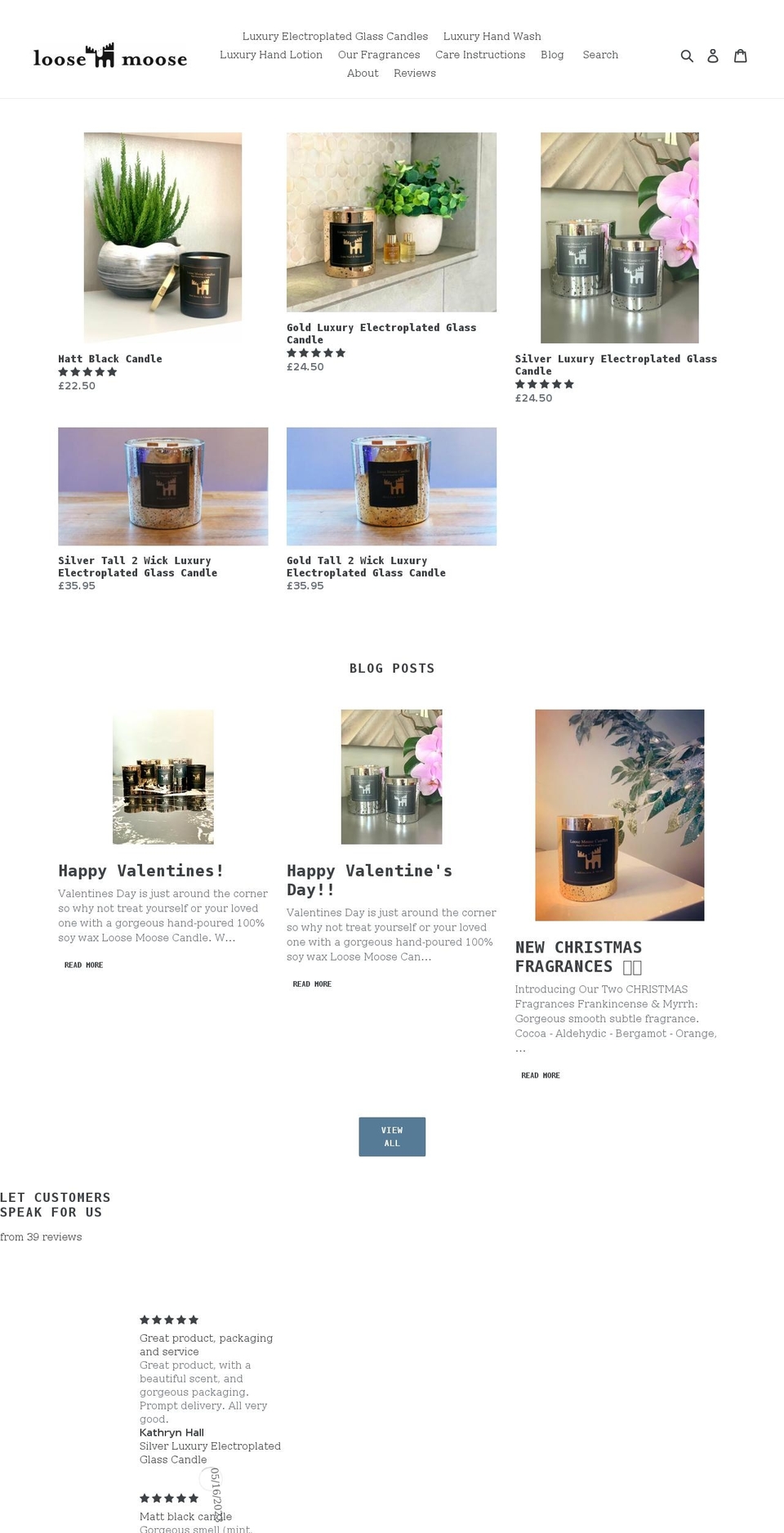 loosemoosecandles.co.uk shopify website screenshot