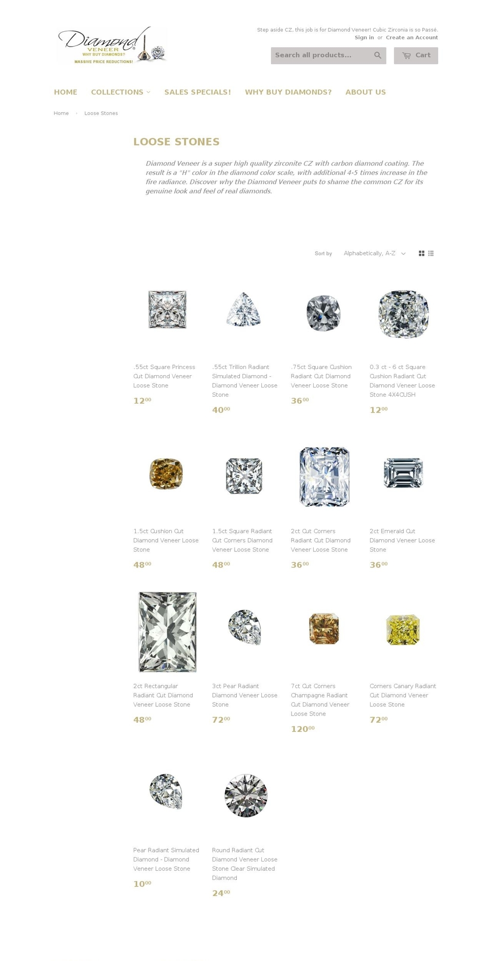 loosezirconia.com — Shopify storefront screenshot
