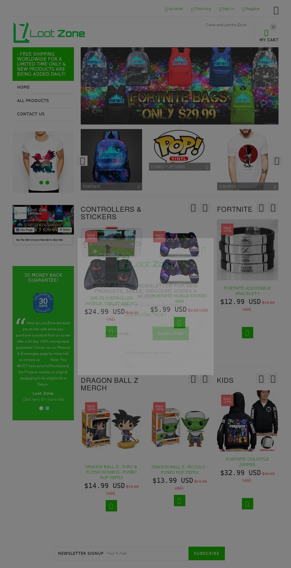yourstore-v2-1-5 Shopify theme site example loot-zone.com