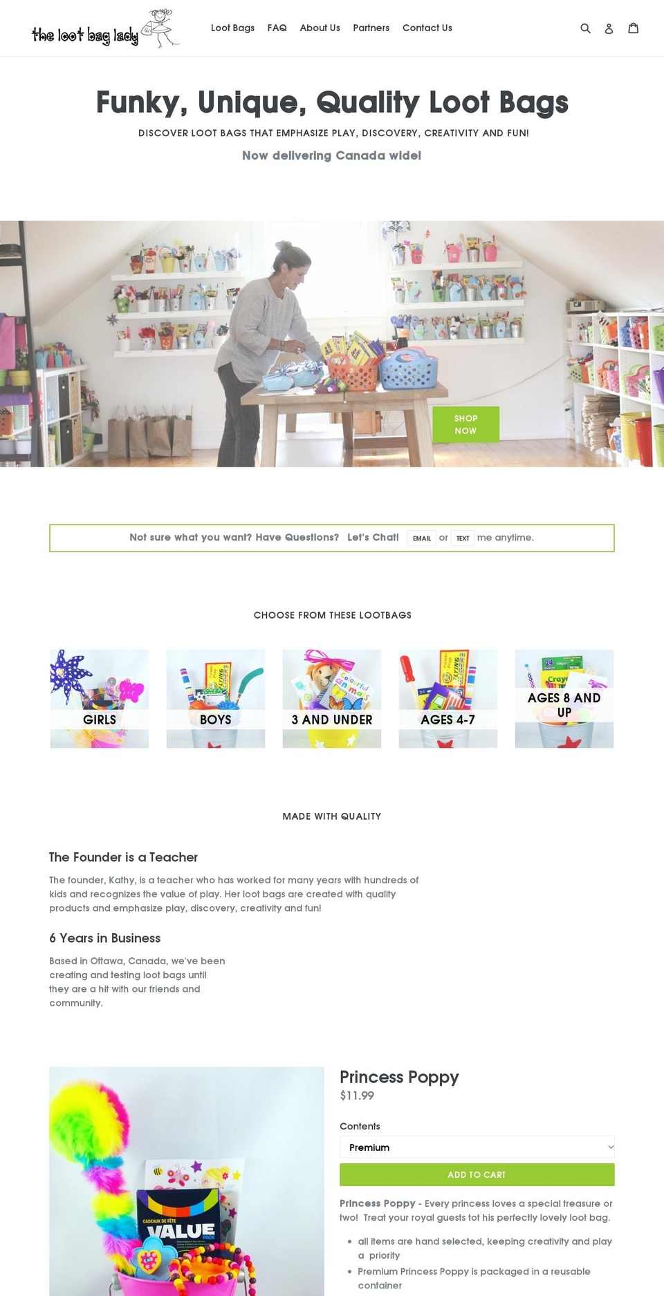 lootbaglady.ca shopify website screenshot