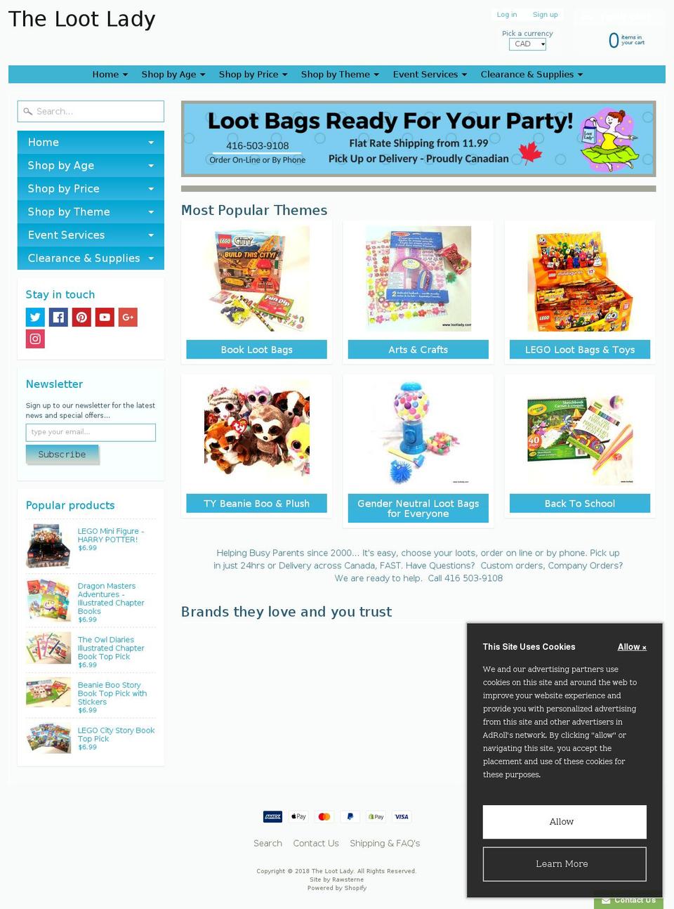 lootlady.ca shopify website screenshot