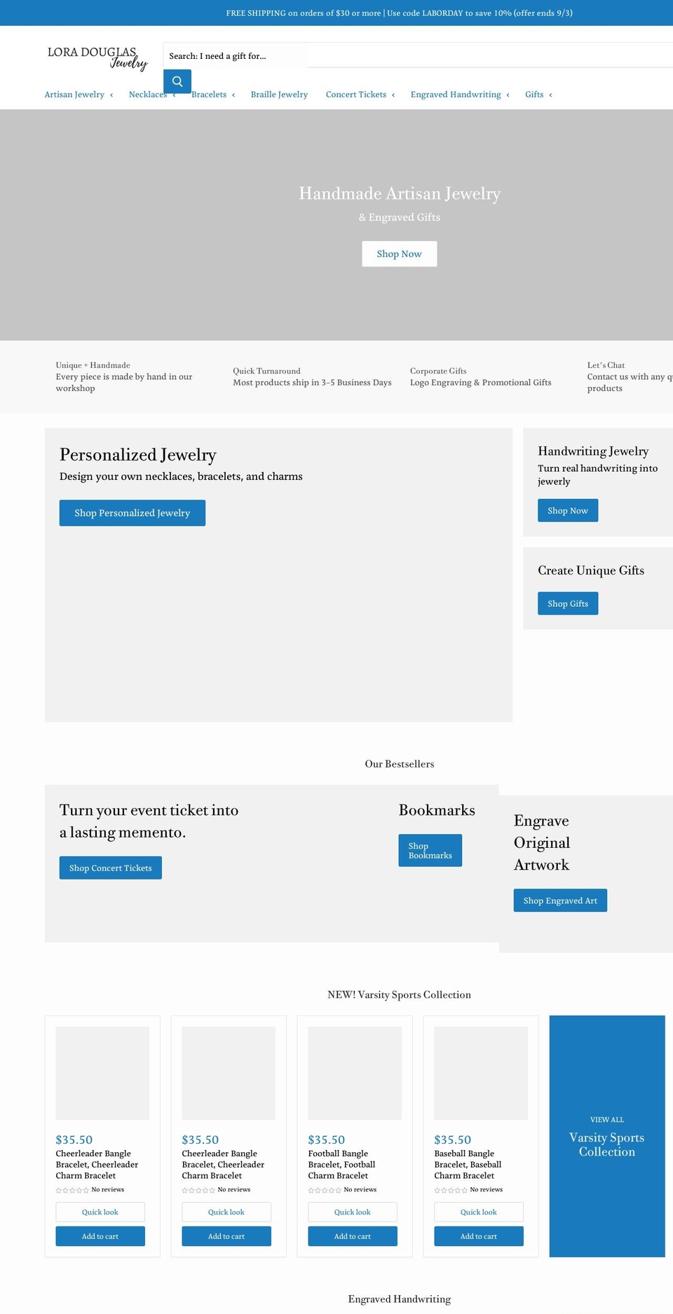 loradouglasjewelry.com — Shopify storefront screenshot