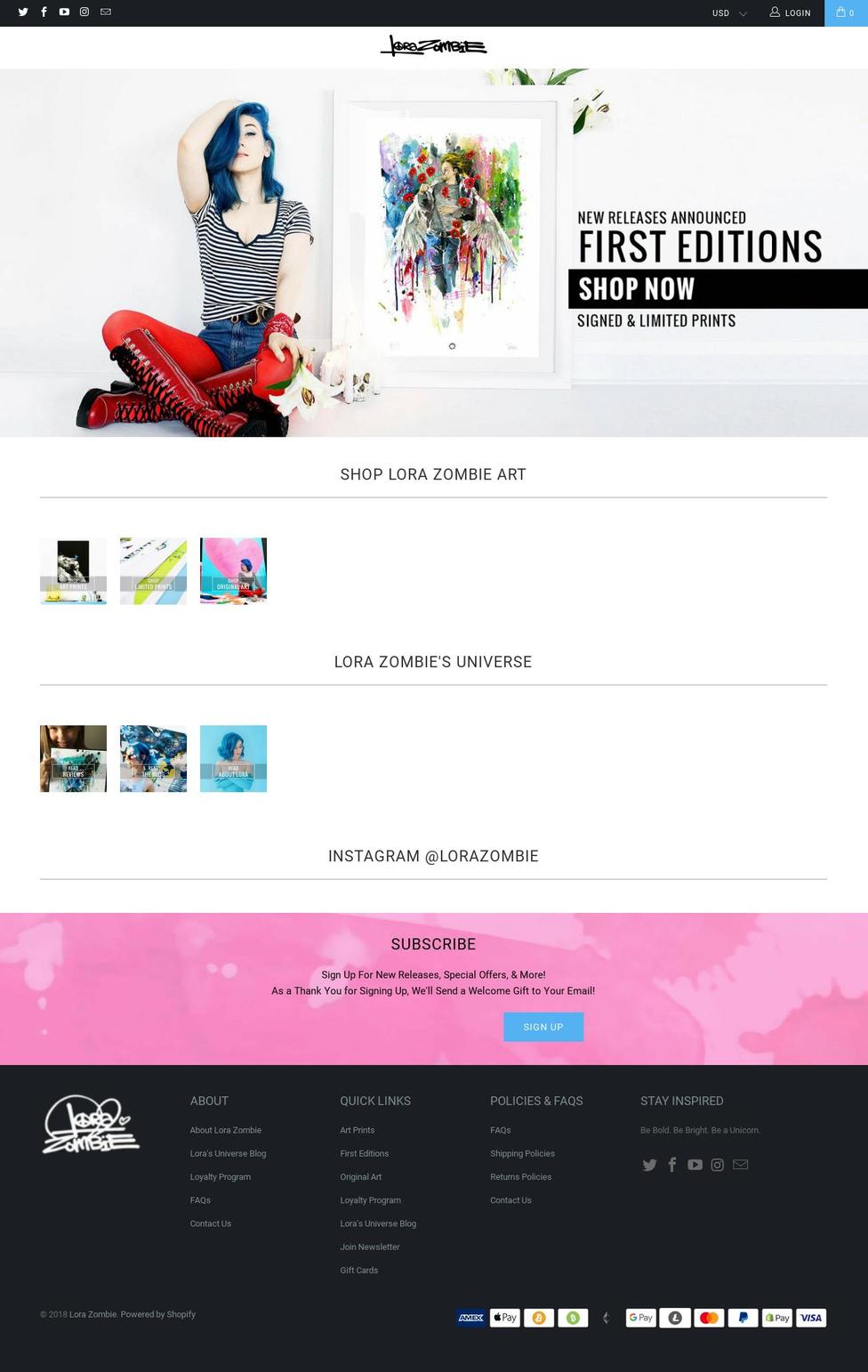 Turbo 3.0.4 Shopify theme site example lorazombie.com